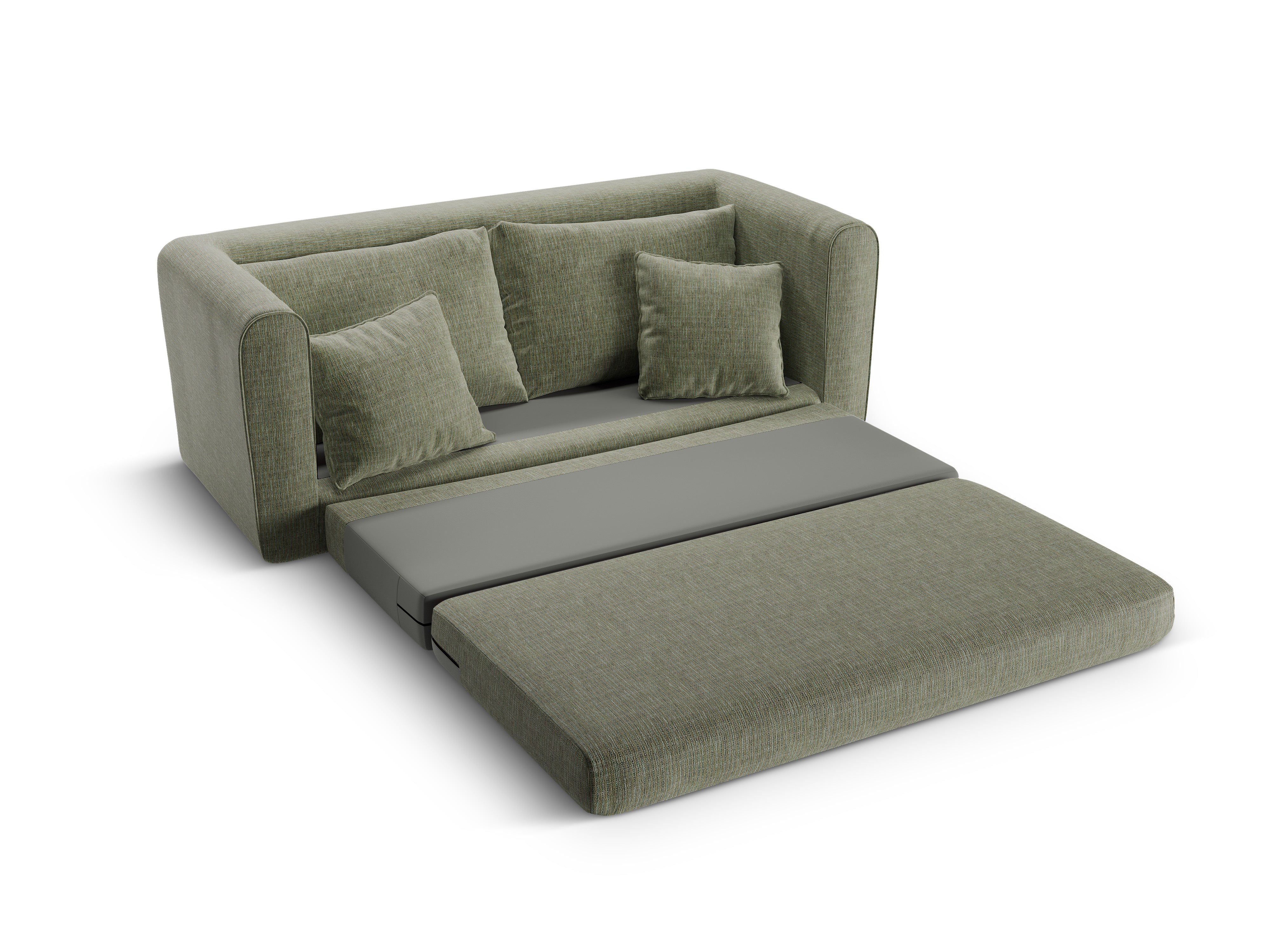 Sofa 2-Sitzer mit Schlaffunktion LIDO olivgrün meliert