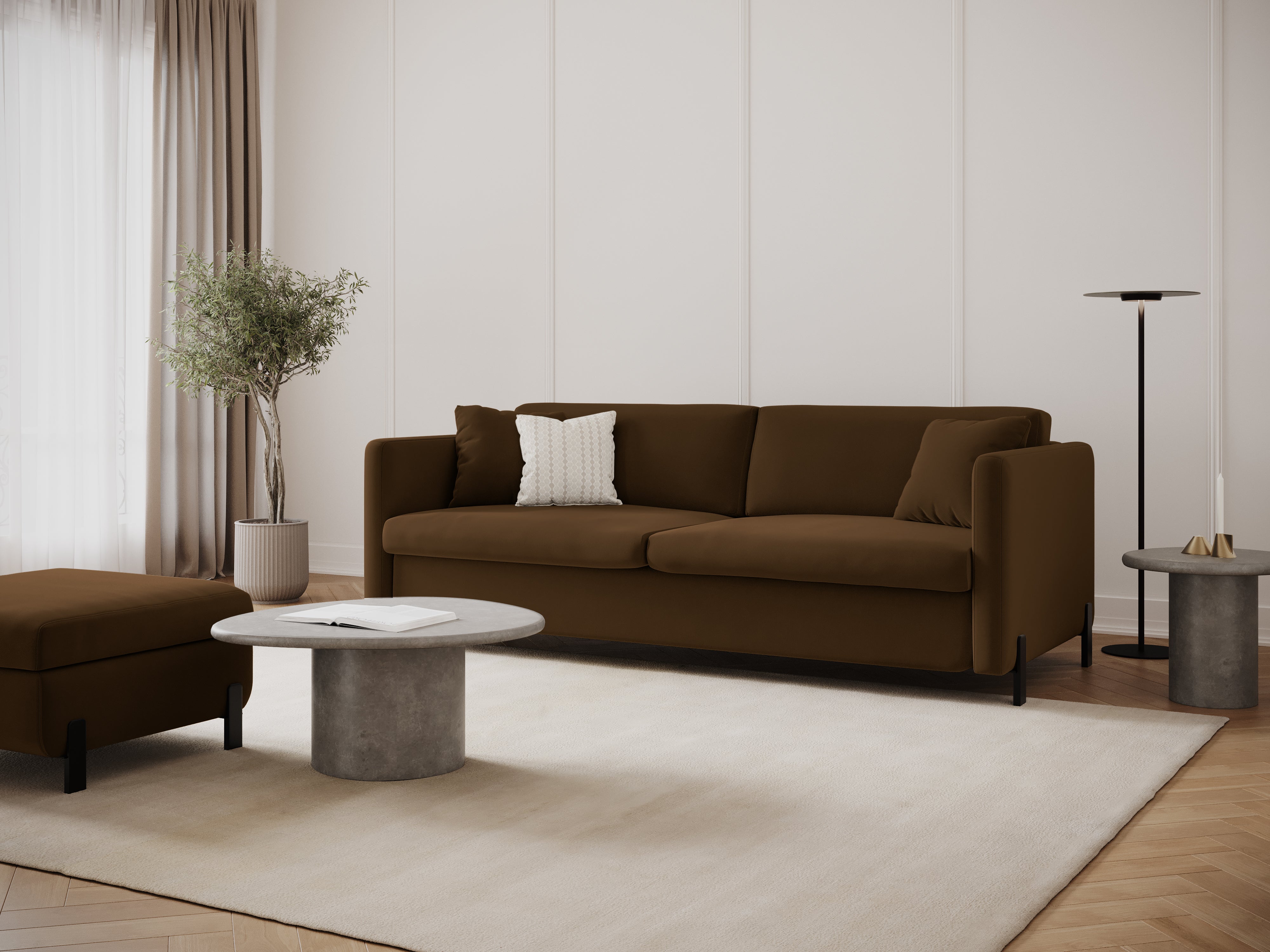 Velvet Sofa with Bed Function, "Gloria", 2 Seats, Chocolate, 182x102x80
Made in Europe