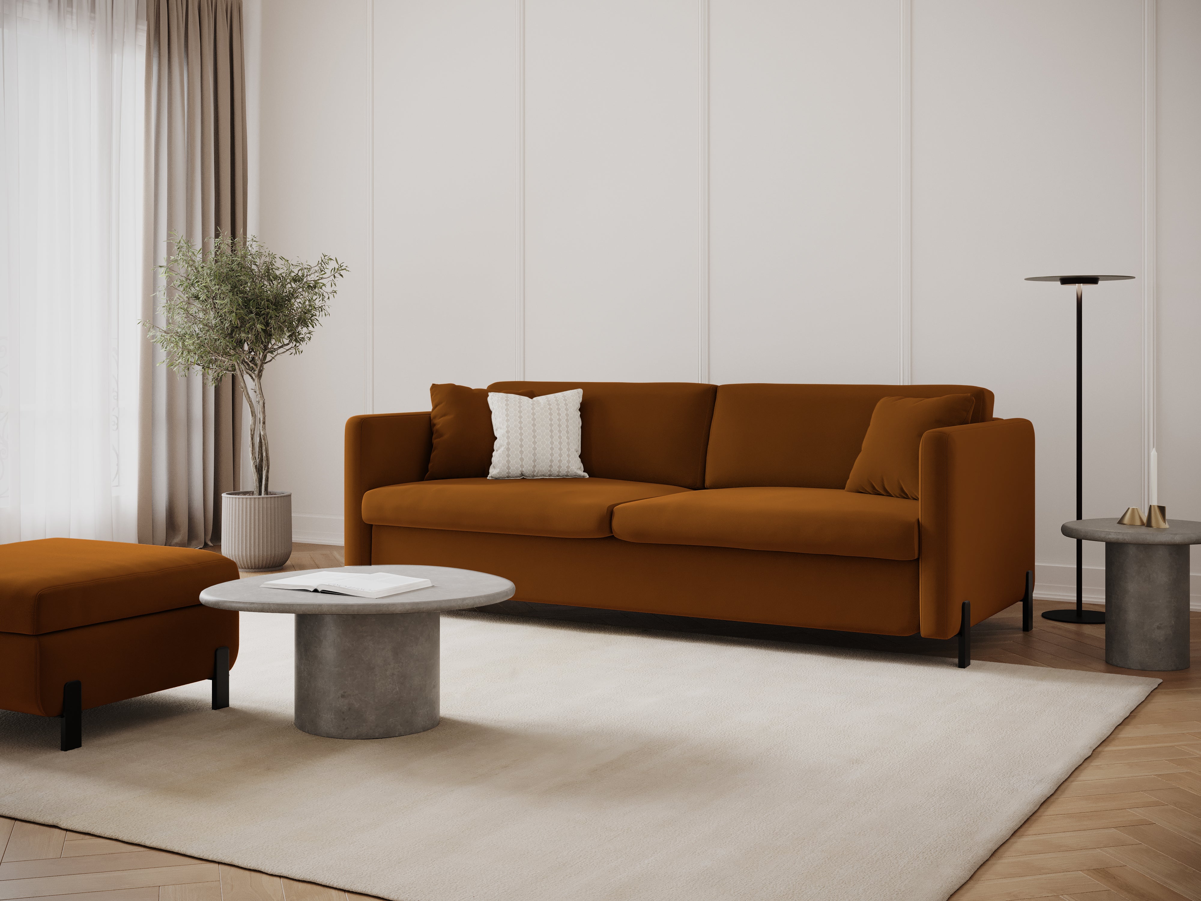Velvet Sofa with Bed Function, "Gloria", 2 Seats, Brown, 182x102x80
Made in Europe