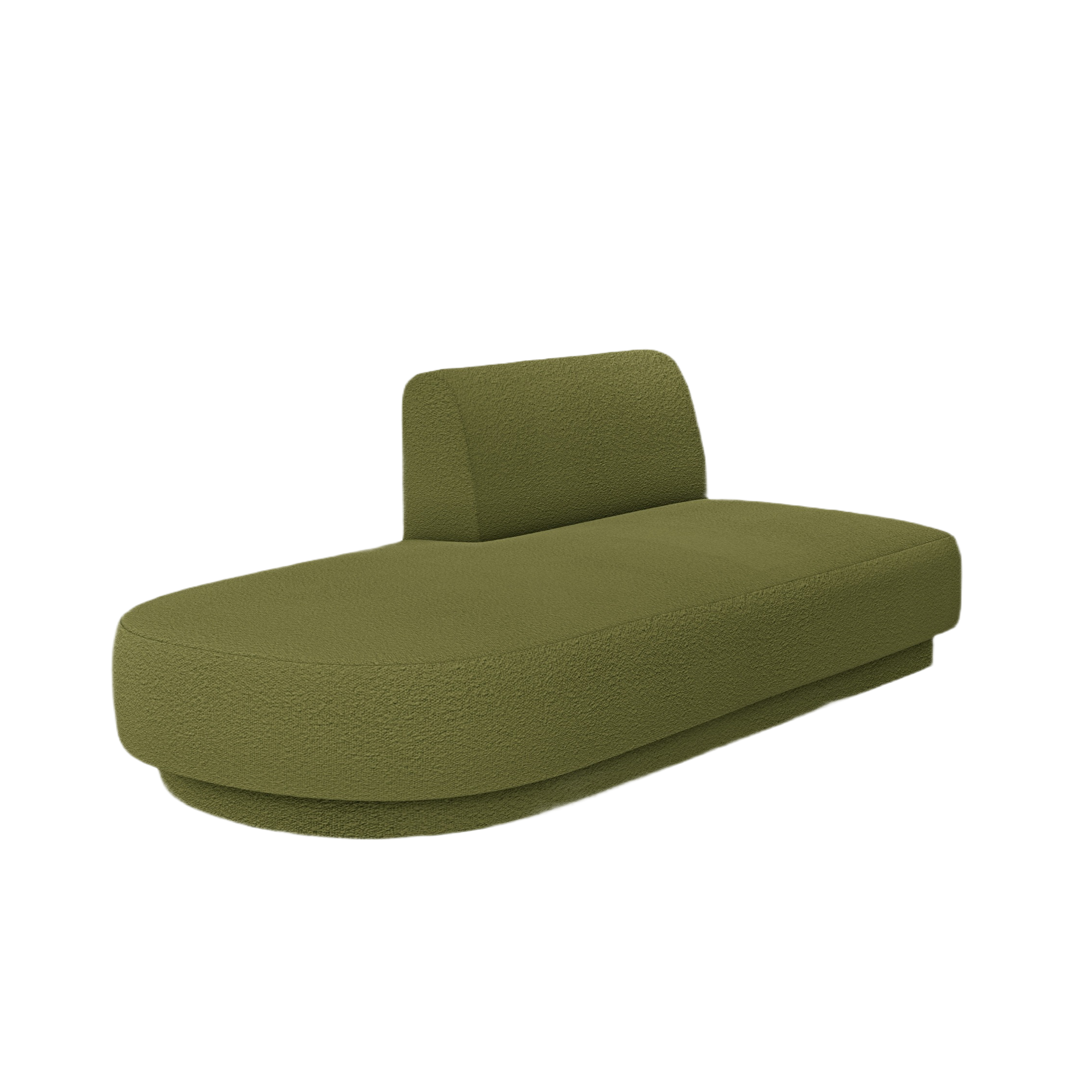 Left-facing 2-seater chaise longue MILEY green boucle