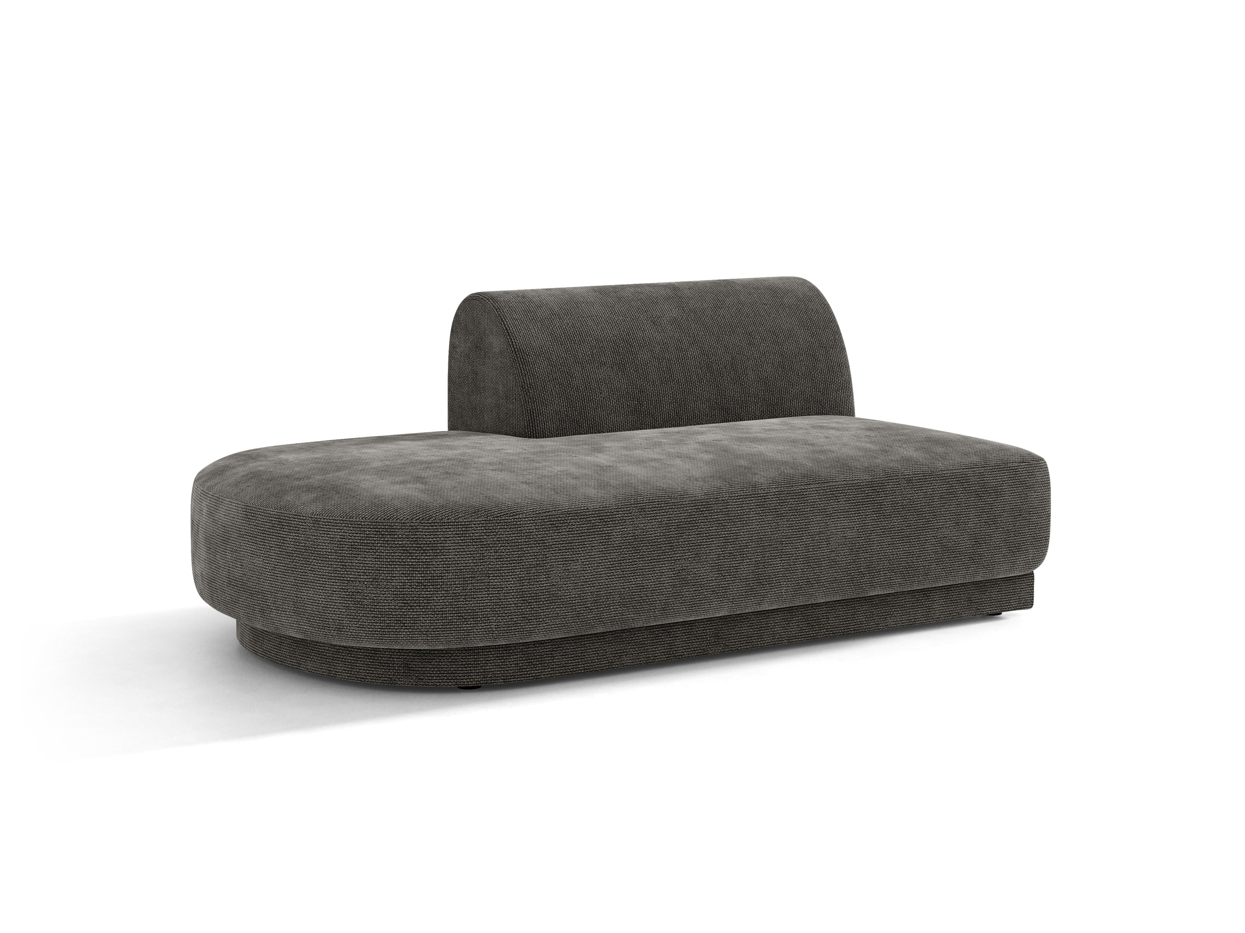 Szezlong 2-sitzig links MILEY graues seidiges Chenille