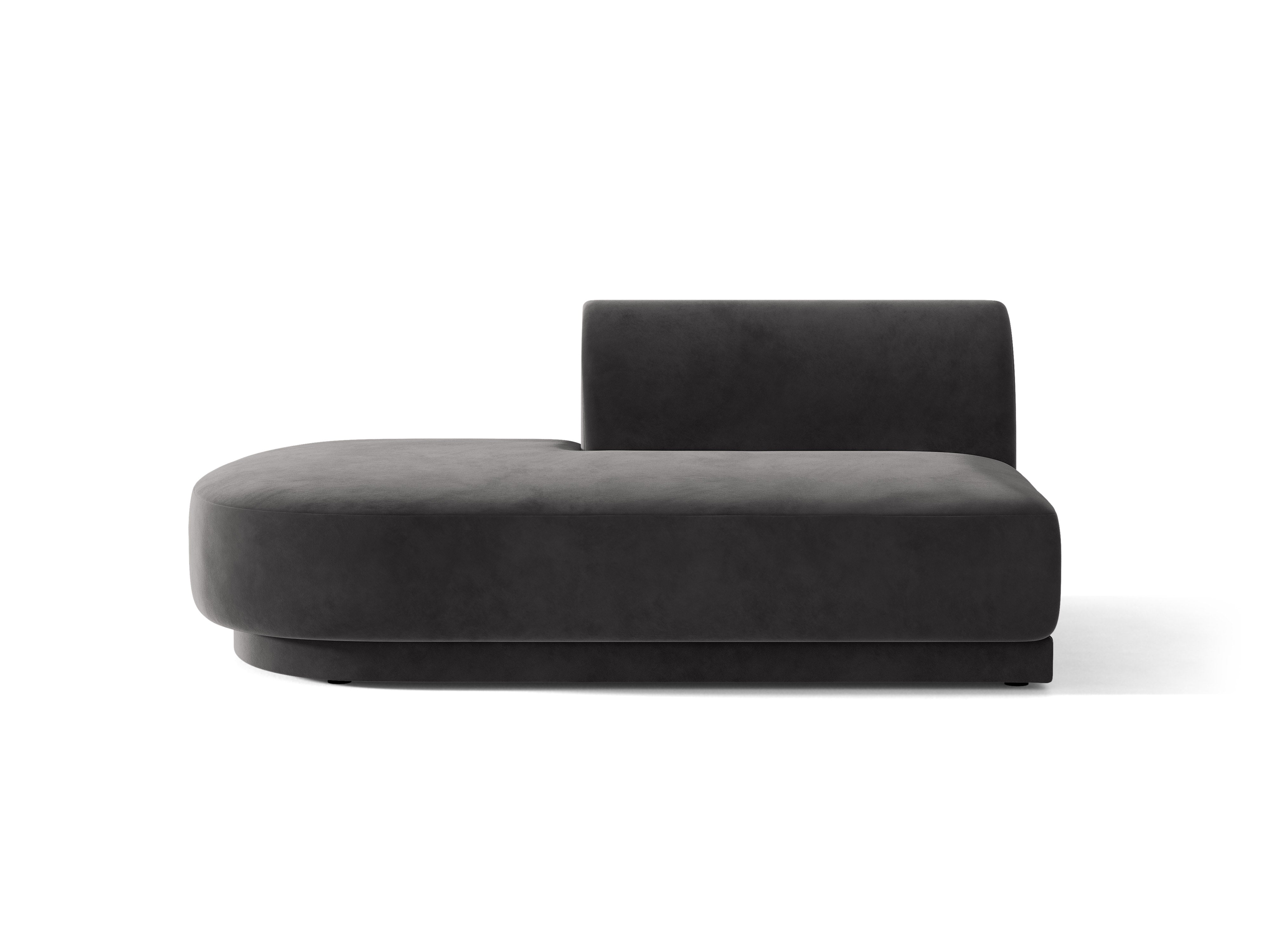2-sitziger samtiger Sessel MILEY linksseitig grau