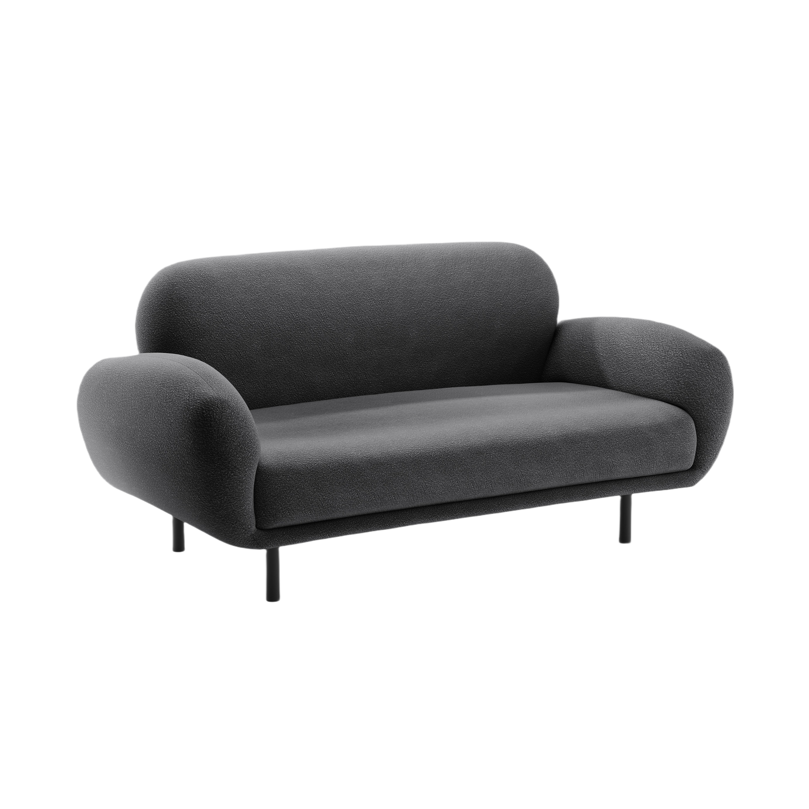 Sofa 2-Sitzer POPPY dunkelgrau Boucle