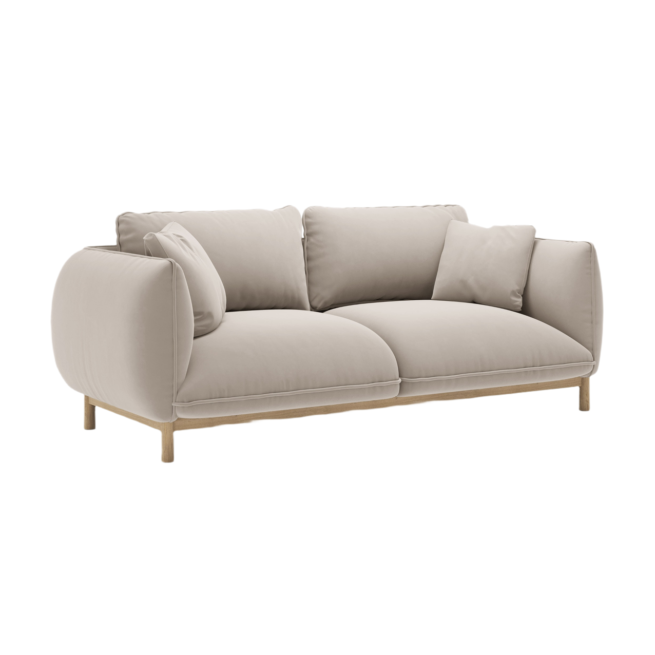 ADA Light Beige Velvet 2-Seater Sofa