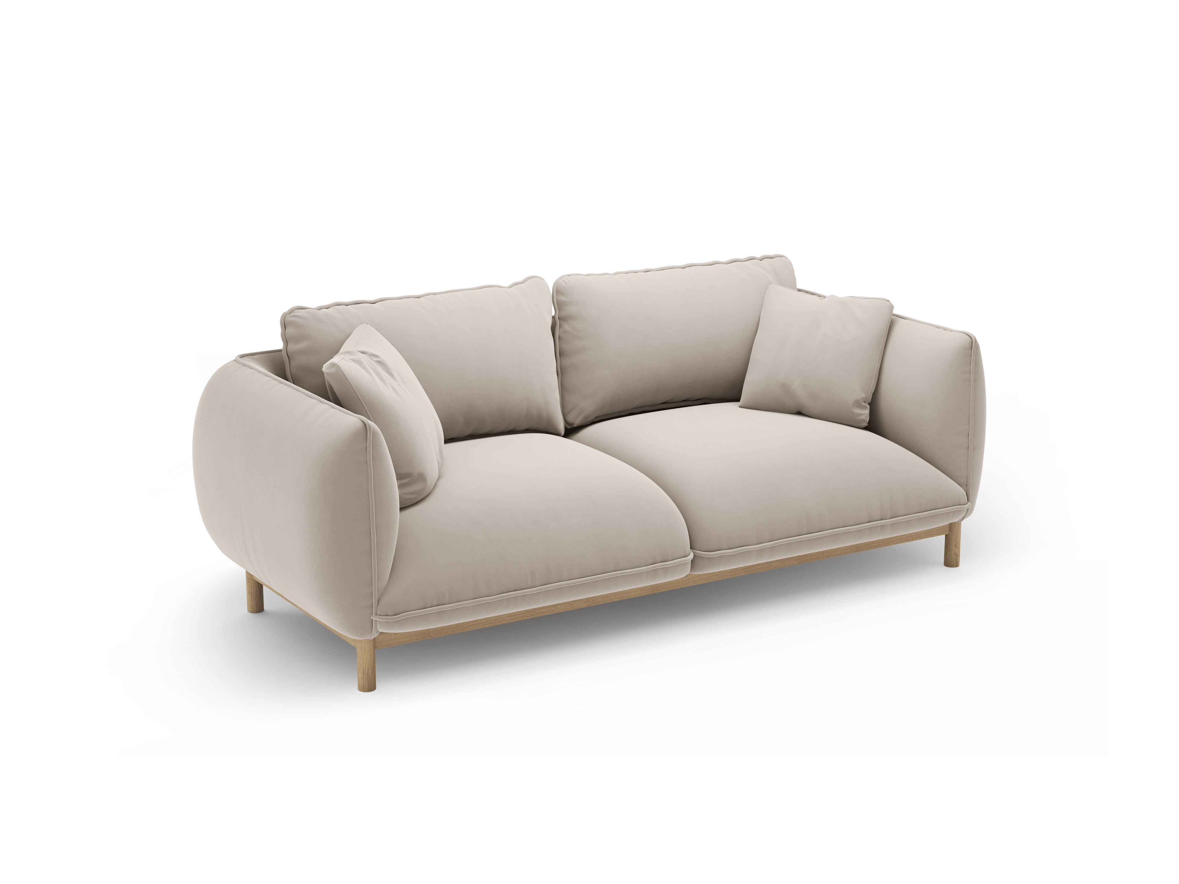 ADA Light Beige Velvet 2-Seater Sofa
