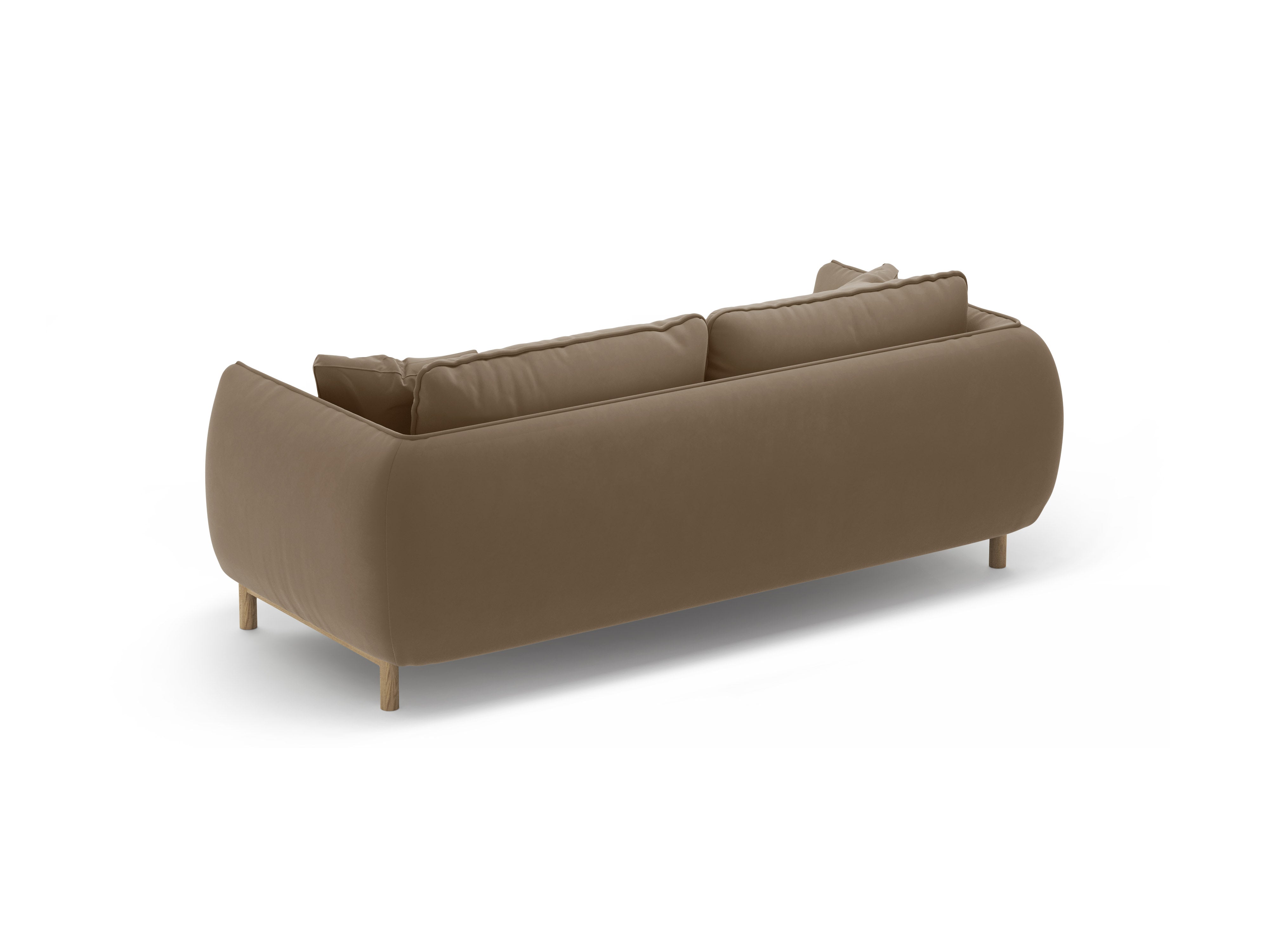 ADA Light Brown Velvet 2-Seater Sofa