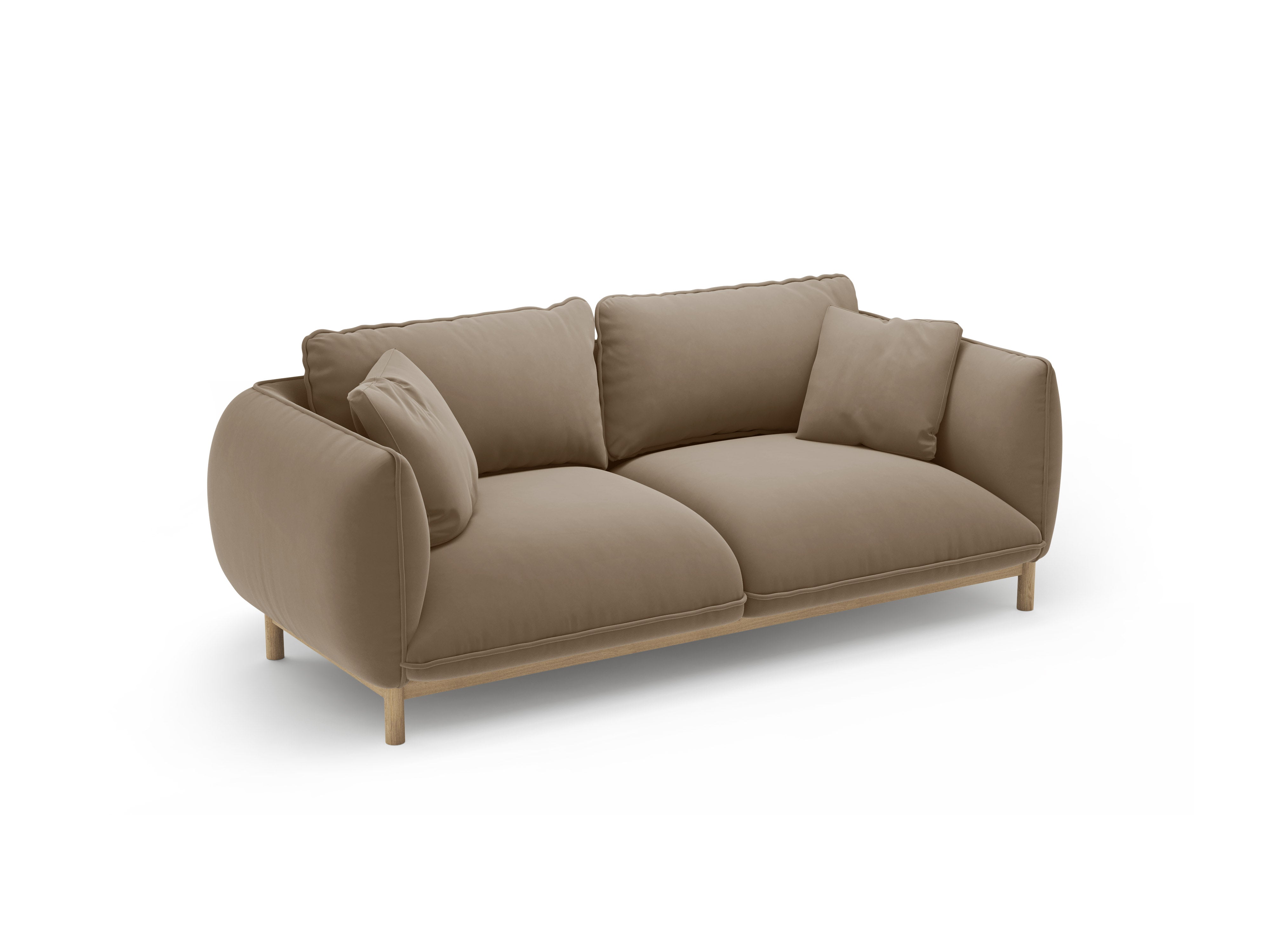 ADA Light Brown Velvet 2-Seater Sofa