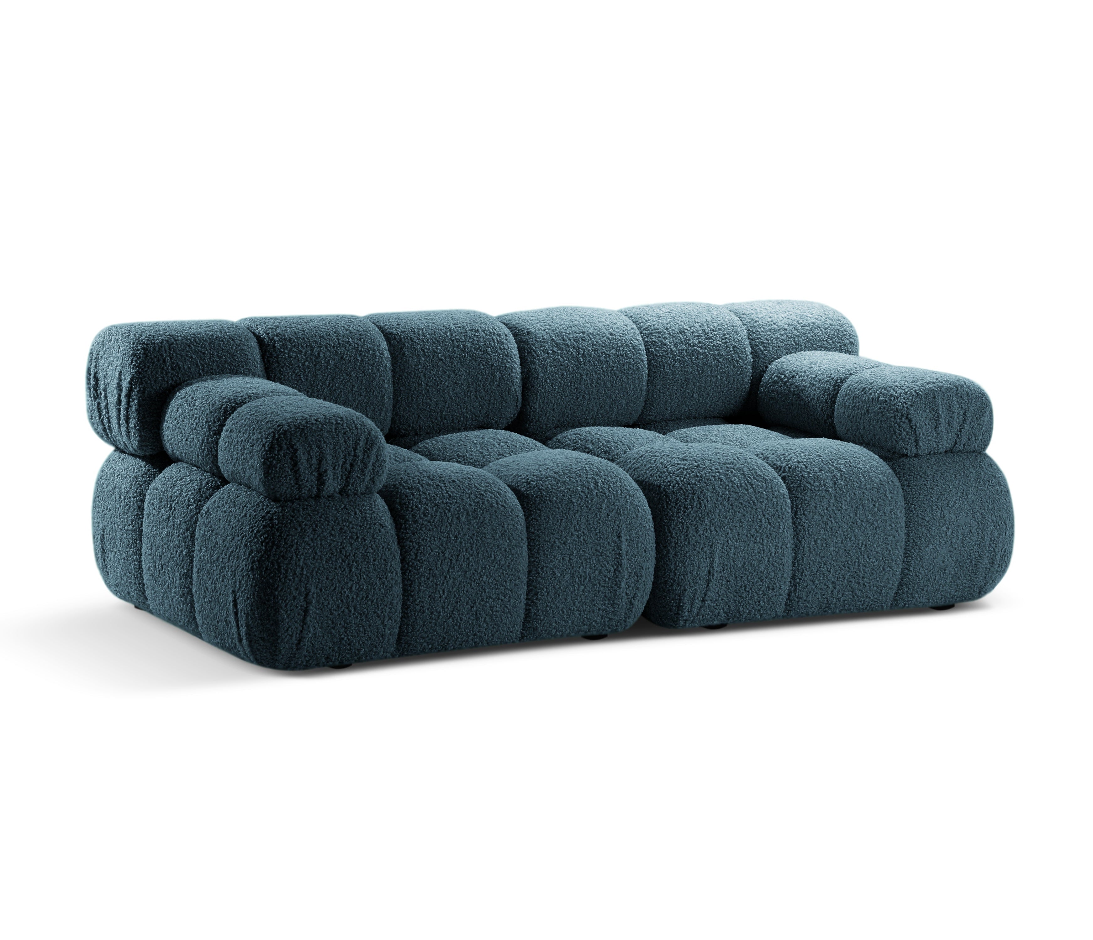 Modulares 2-Sitzer-Sofa BELLIS in petrolblauem Boucle