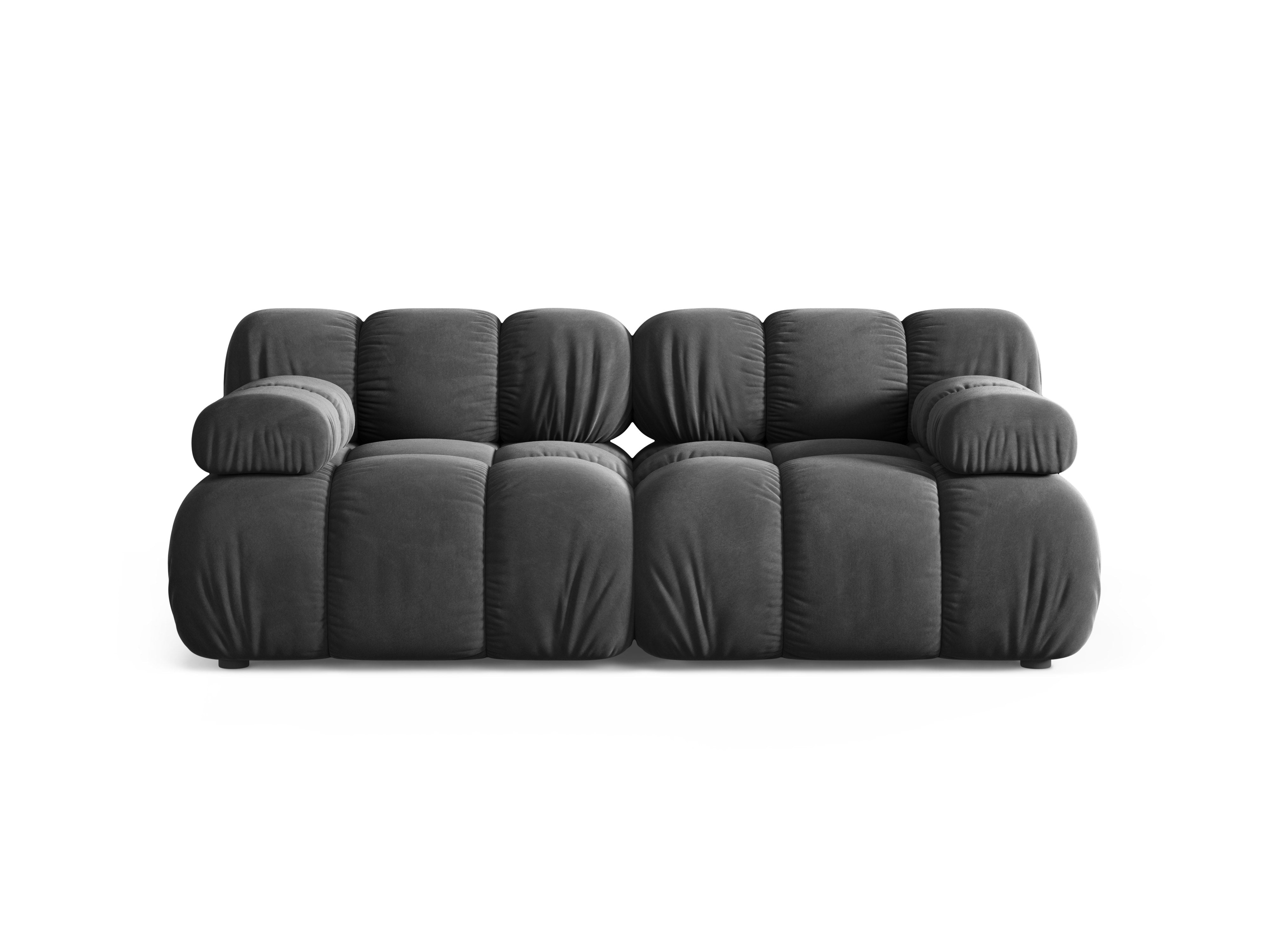Modulares 2-Sitzer-Sofa BELLIS aus grauem Samt
