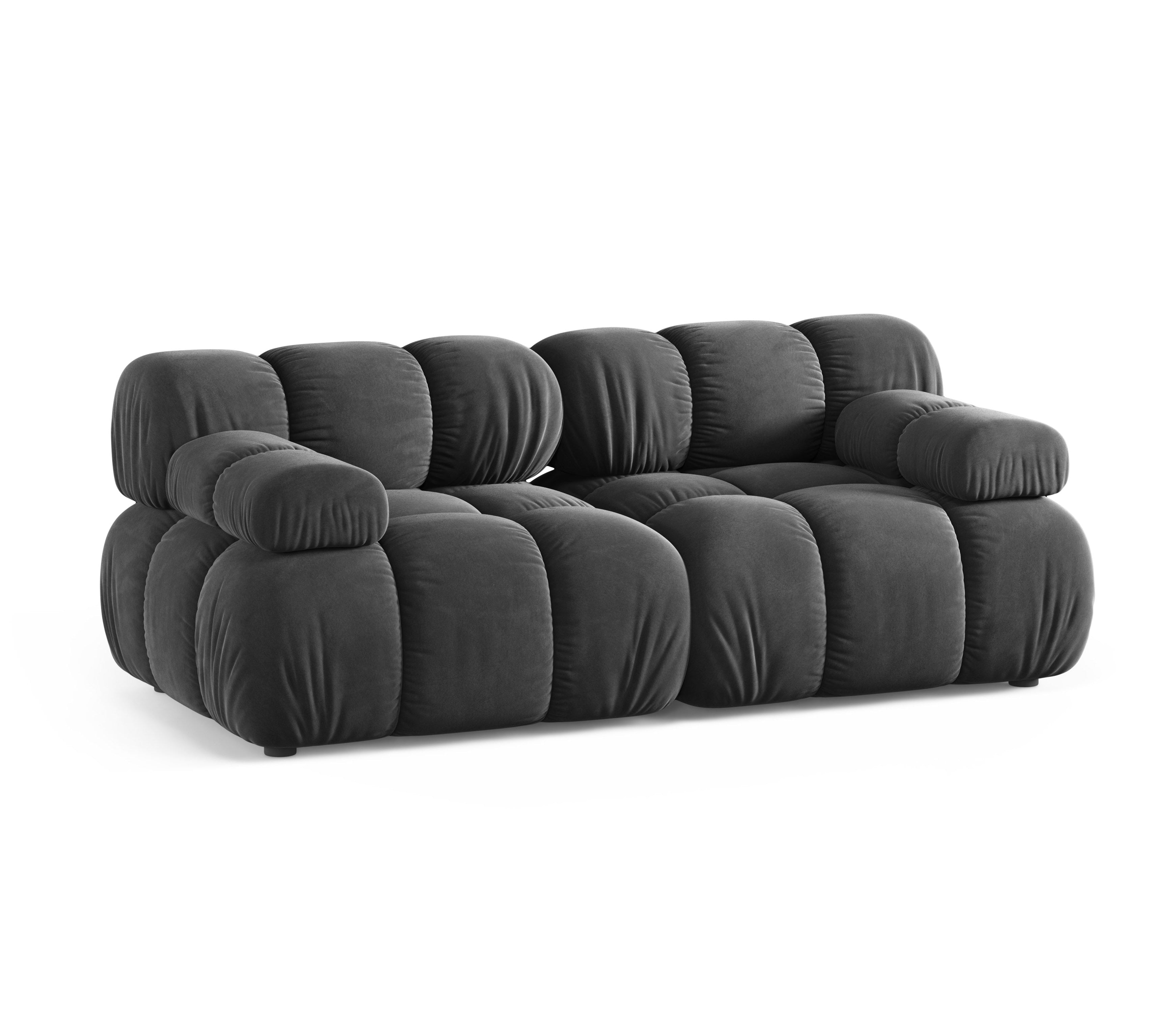 Modulares 2-Sitzer-Sofa BELLIS aus grauem Samt