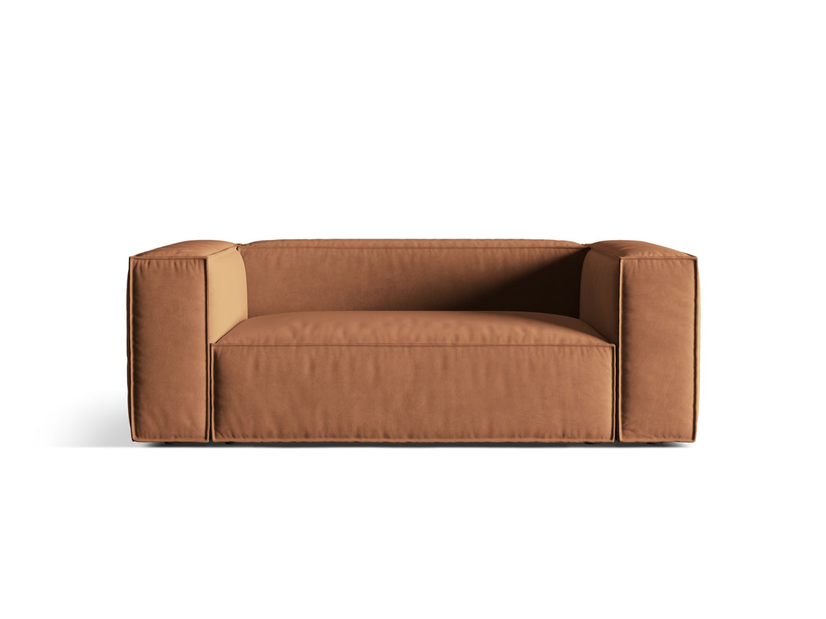 Sofa aksamitna 2-osobowa NURIA miodowy – Micadoni