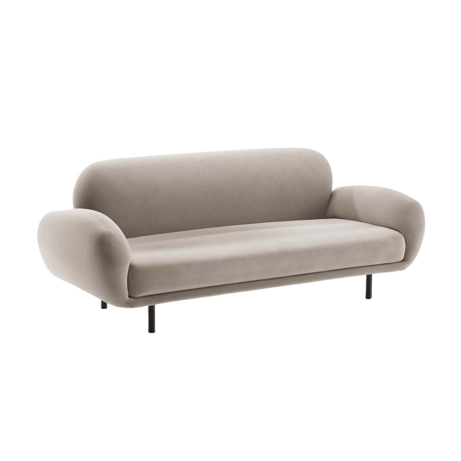 Velvet sofa 2.5-seater POPPY light beige