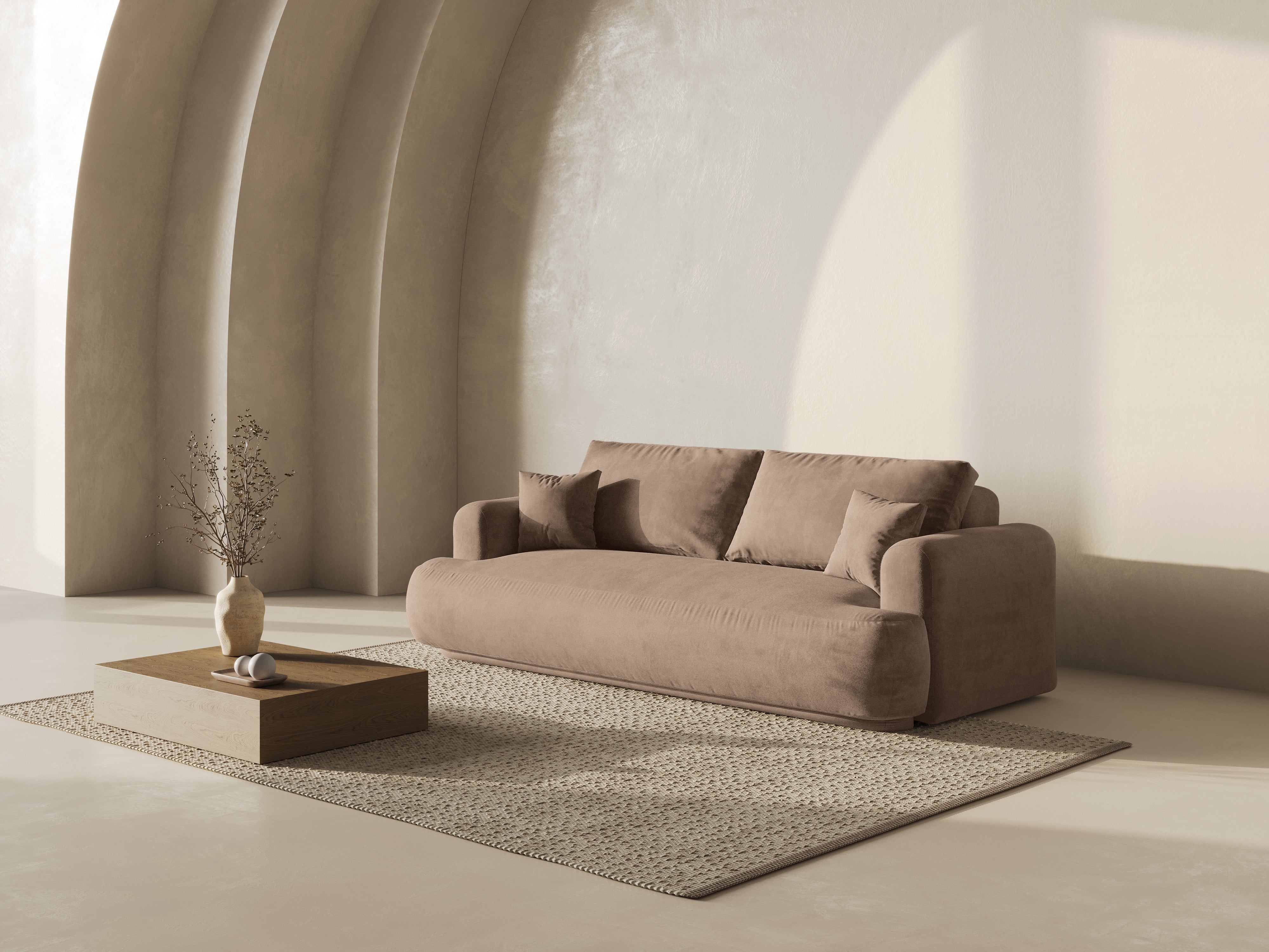 Samtsofa mit Ella schlafende dunkle Bank