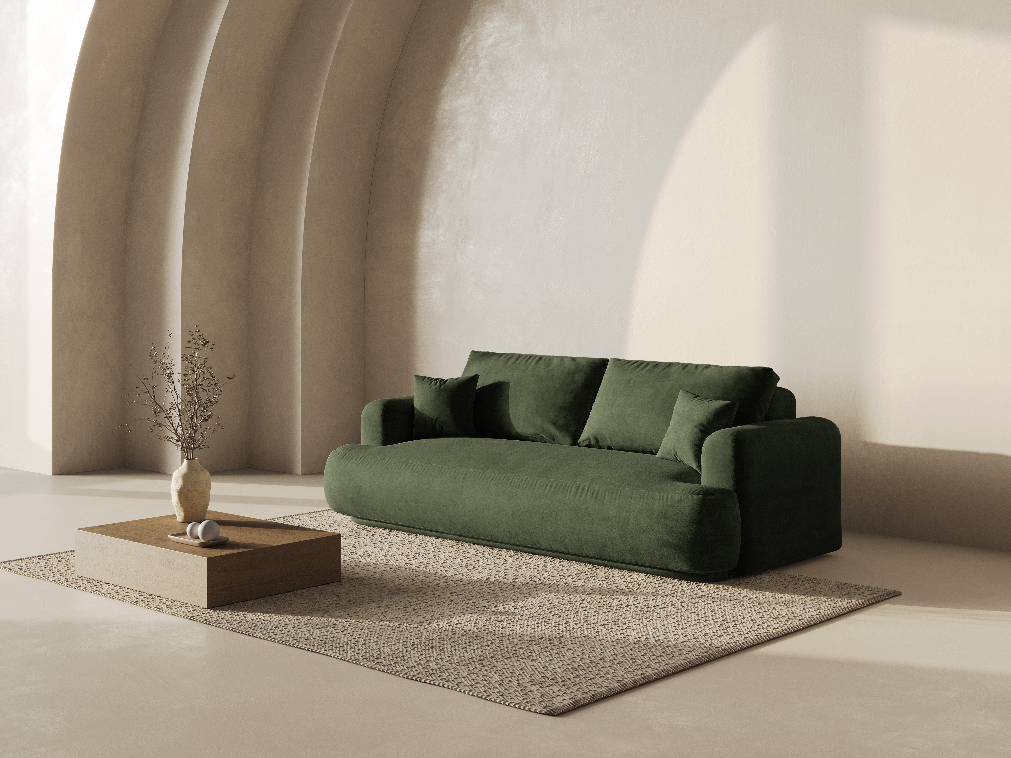 Samtsofa mit Ella Green Sleeping Function