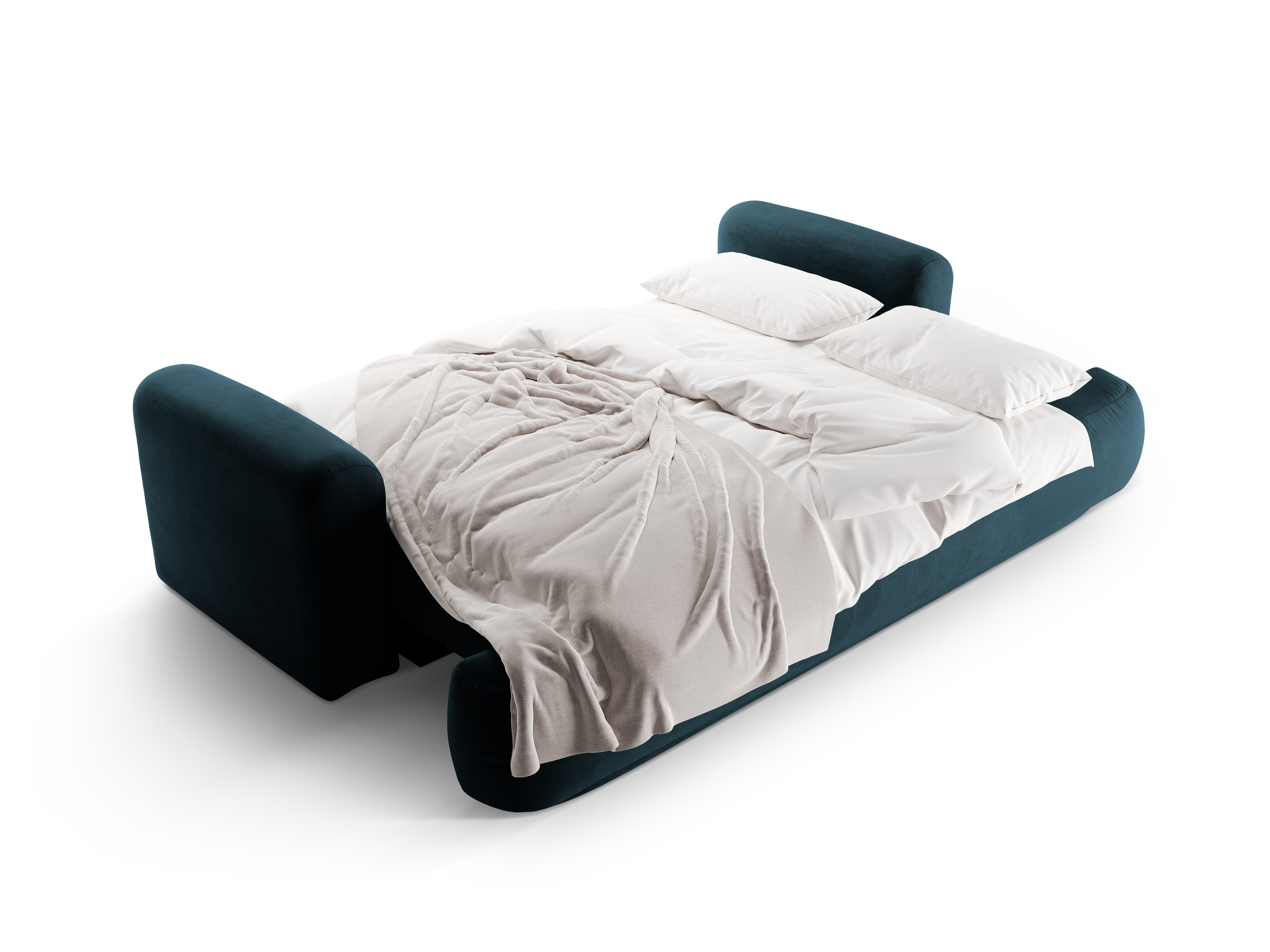 Samtsofa mit Ella Petrol Marine Blue Schlaffunktion