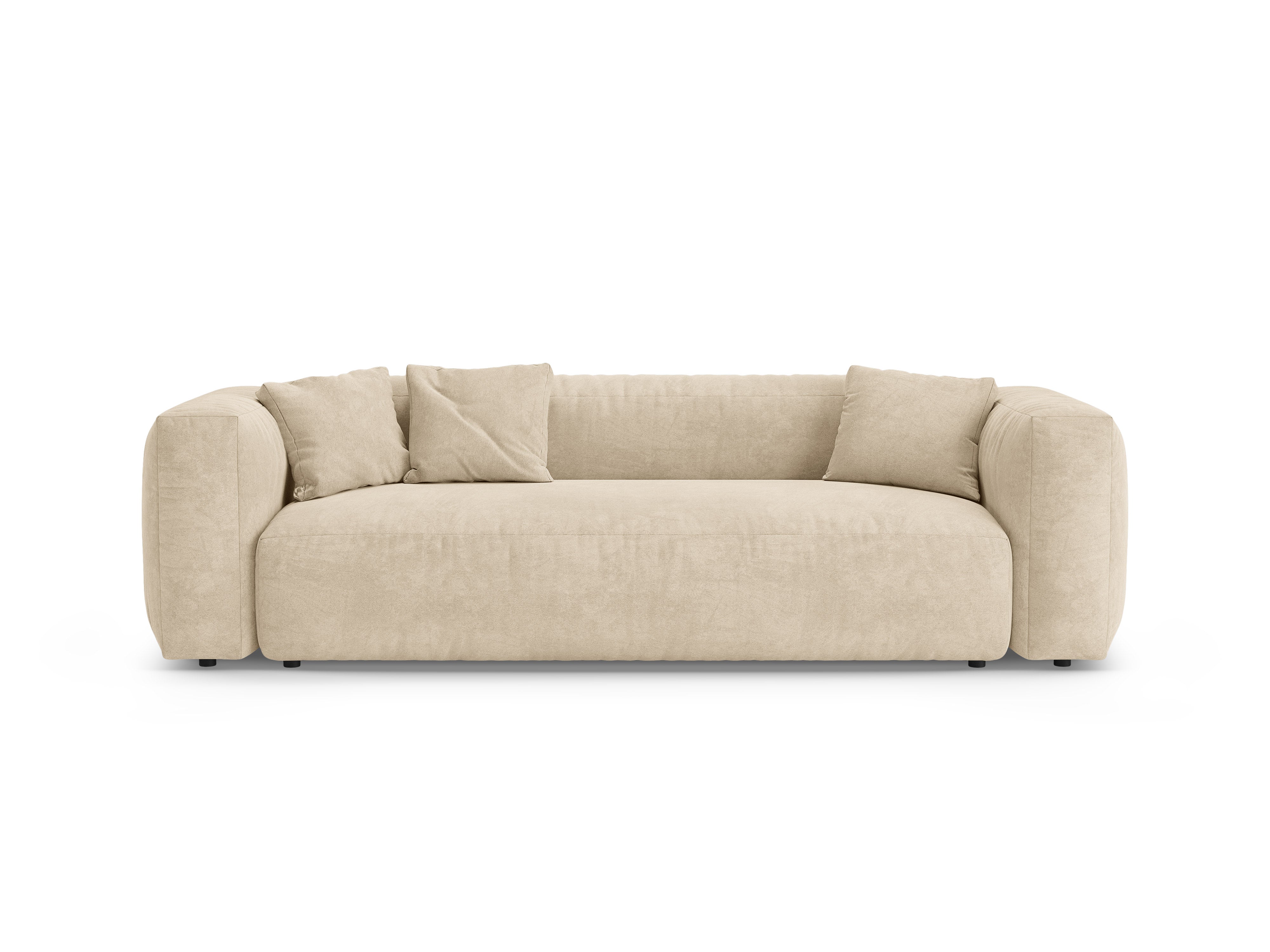 Martina Light Beige Velvet 3-Seater Sofa with Sleeping Function