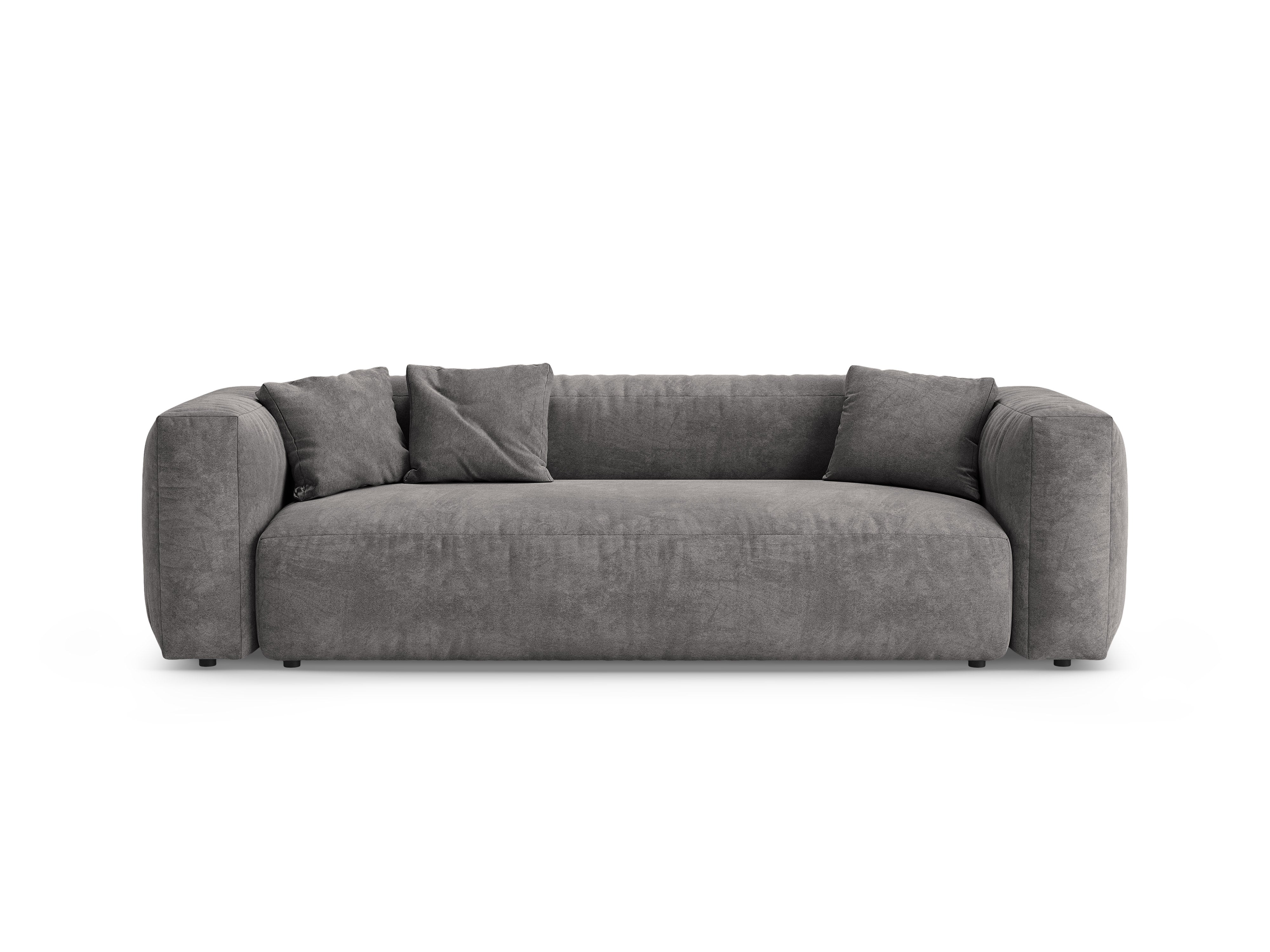 Gray 3-Seater Velvet Sofa with Sleeping Function MARTINA