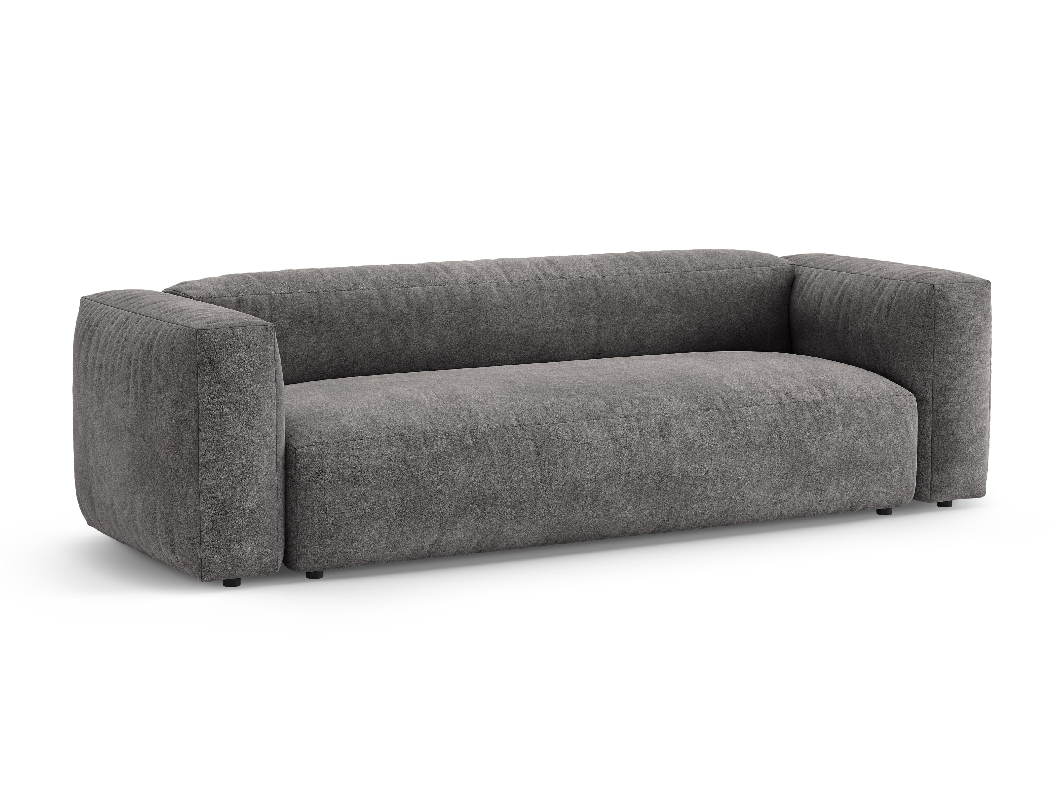 Gray 3-Seater Velvet Sofa with Sleeping Function MARTINA