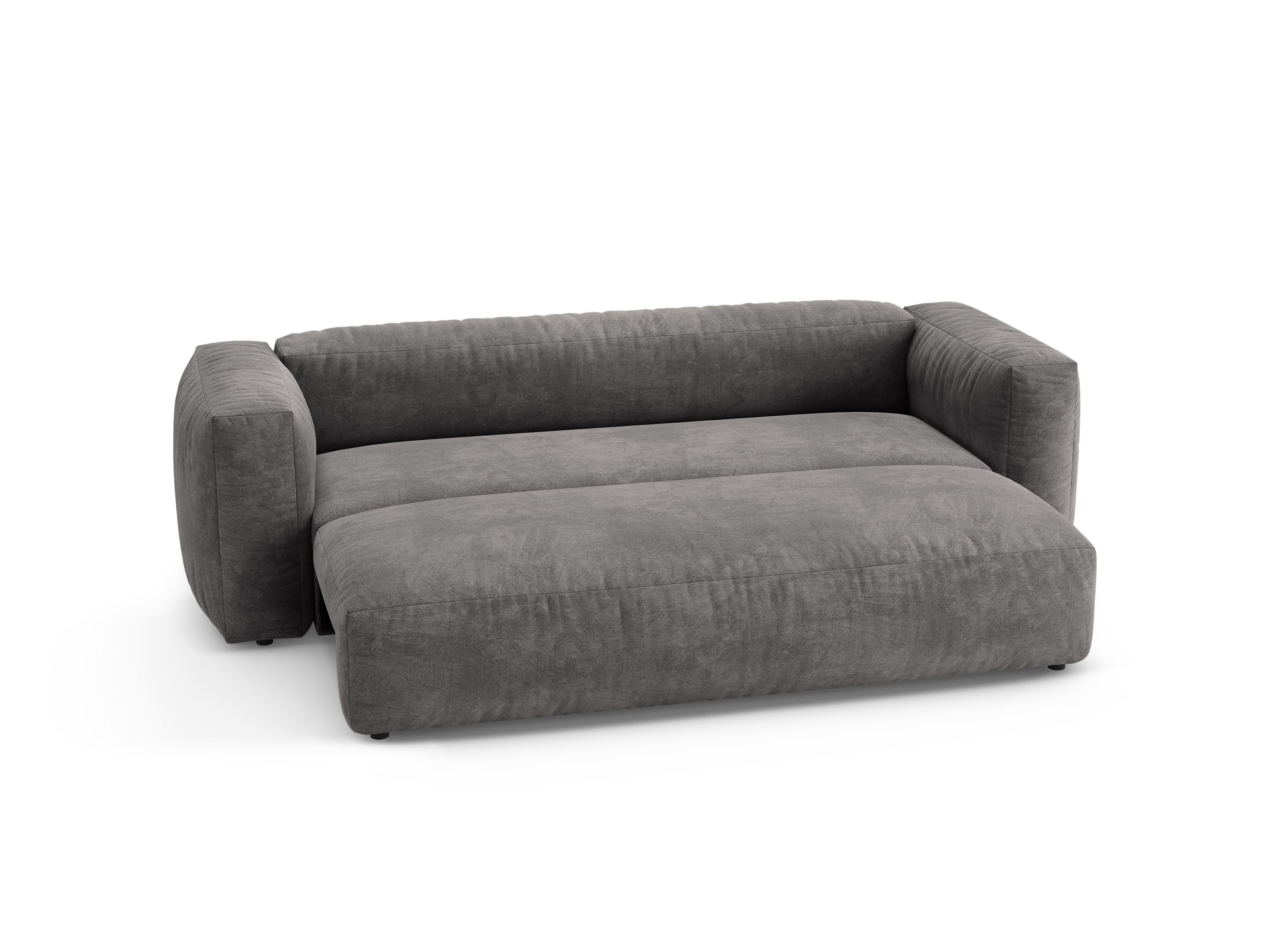 Gray 3-Seater Velvet Sofa with Sleeping Function MARTINA