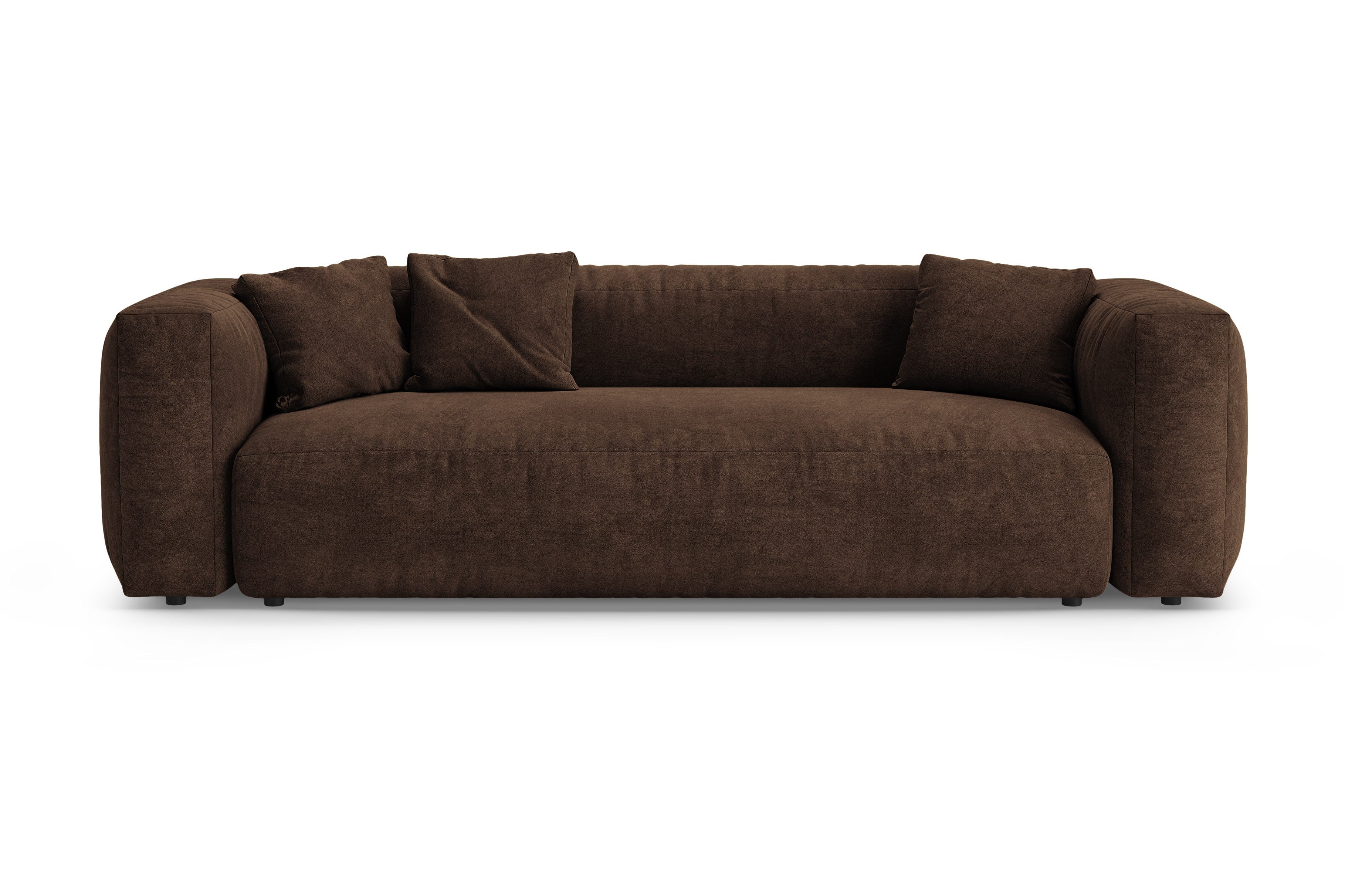 Sofa aksamitna 3-osobowa z funkcją spania MARTINA czekoladowy