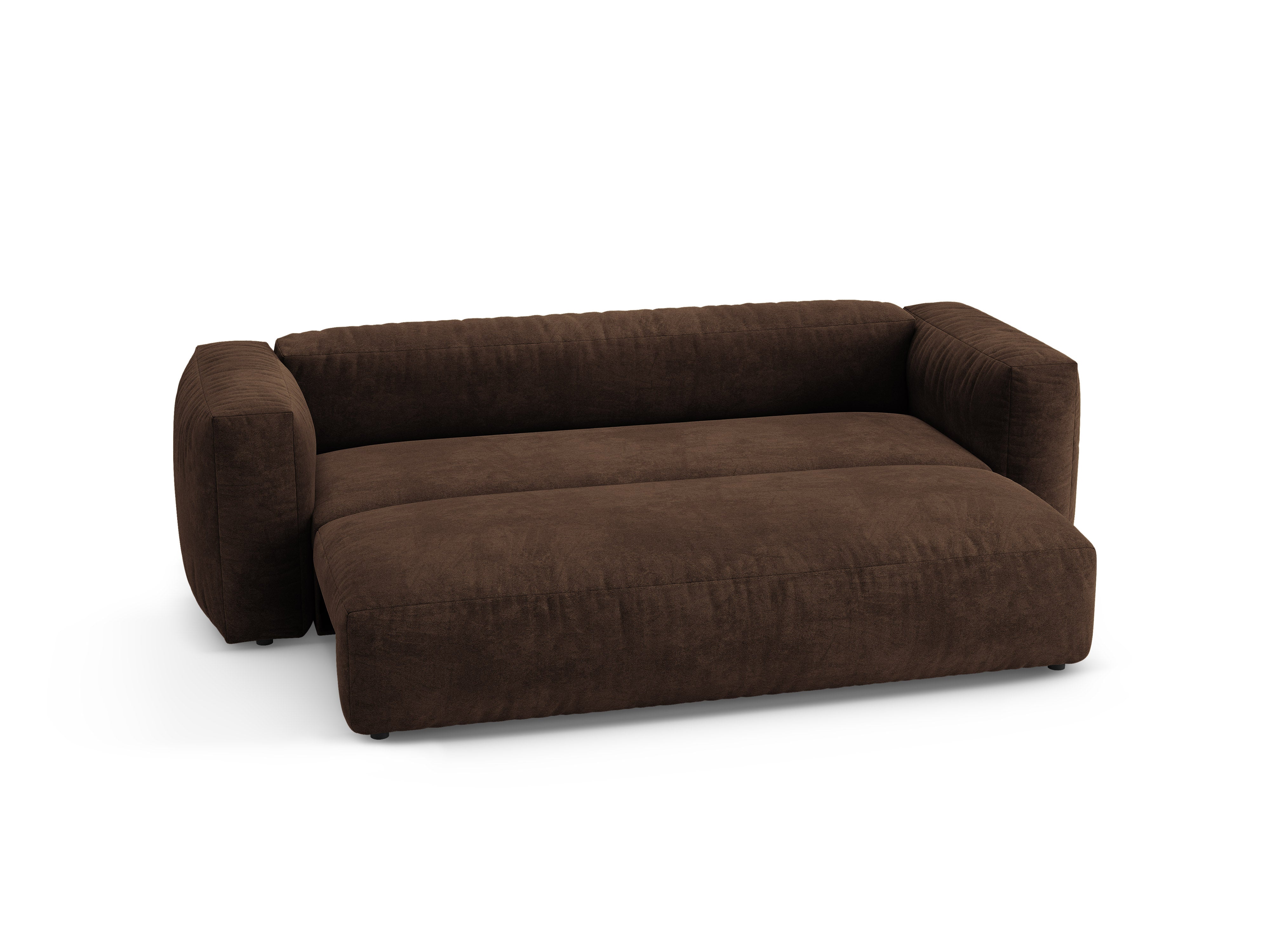 Sofa aksamitna 3-osobowa z funkcją spania MARTINA czekoladowy
