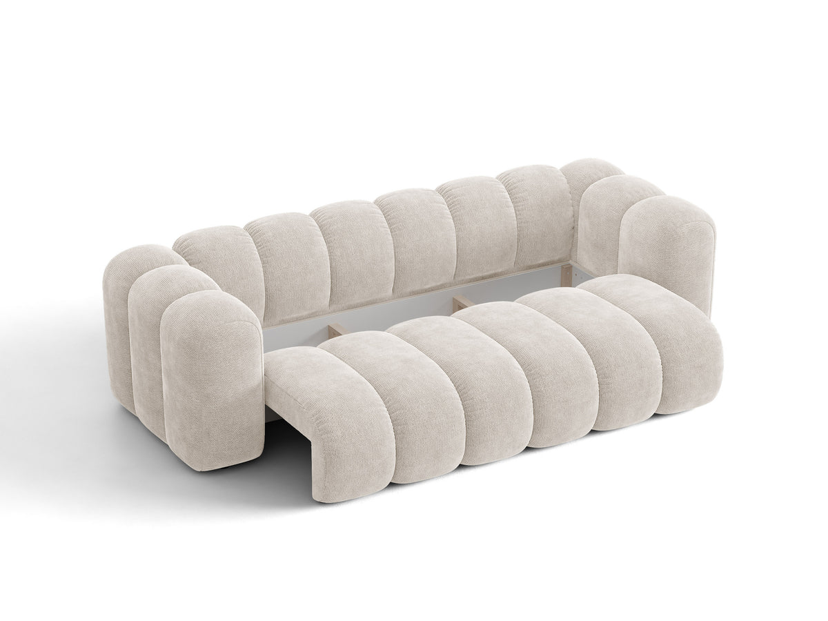 Sofa 3-osobowa z funkcją spania LUPINE jasny beżowy szenil – ujęcie 4