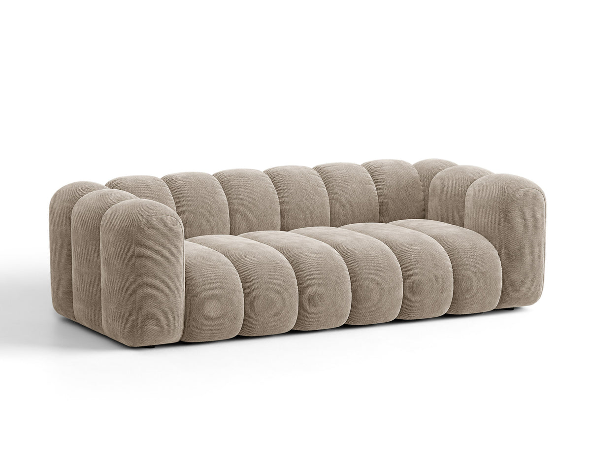 Sofa 3-osobowa z funkcją spania LUPINE beżowy szenil – ujęcie 3