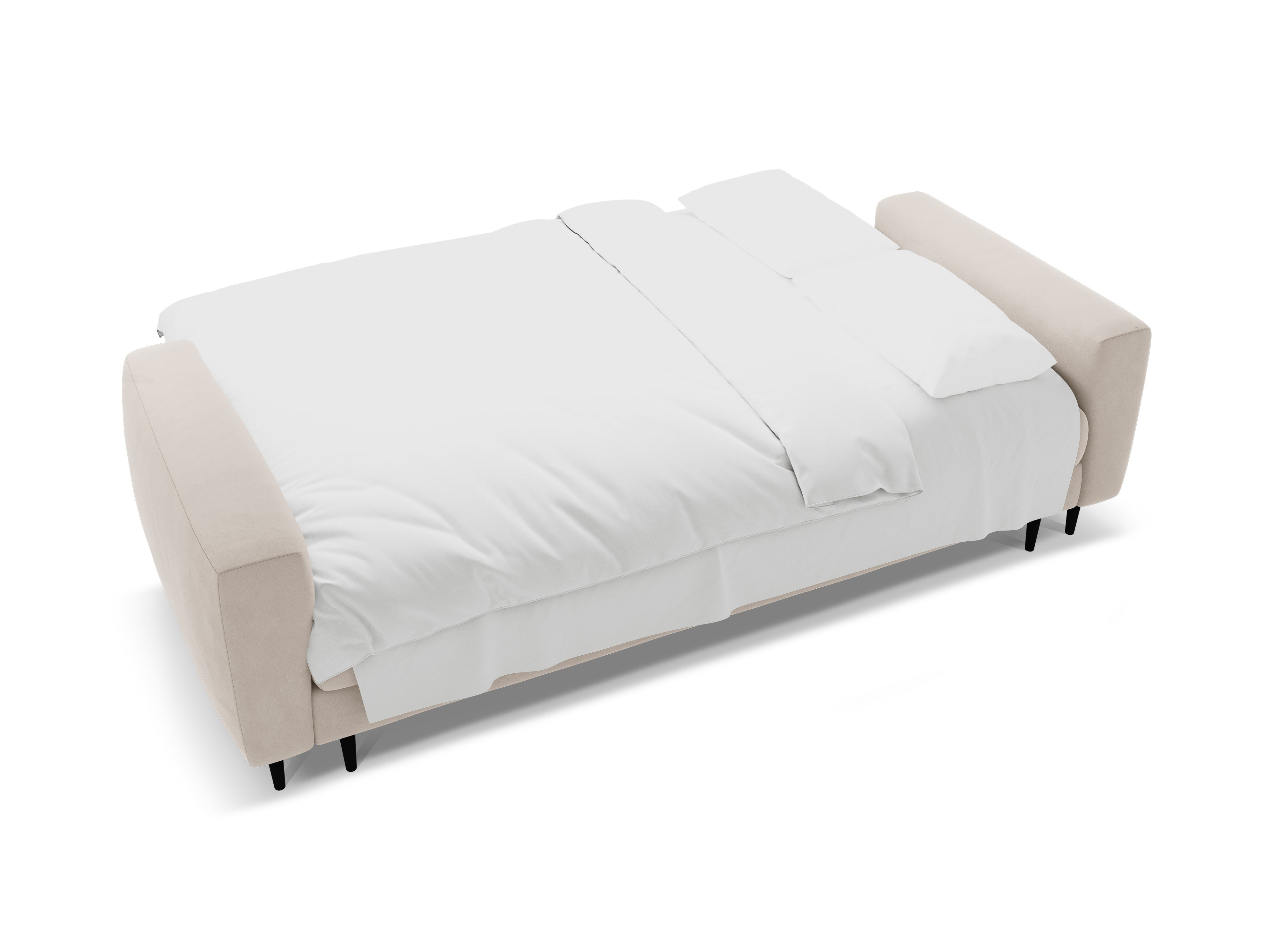 Sofa aus Samt für 3 Personen mit Schlaf-Funktion BEMY beige