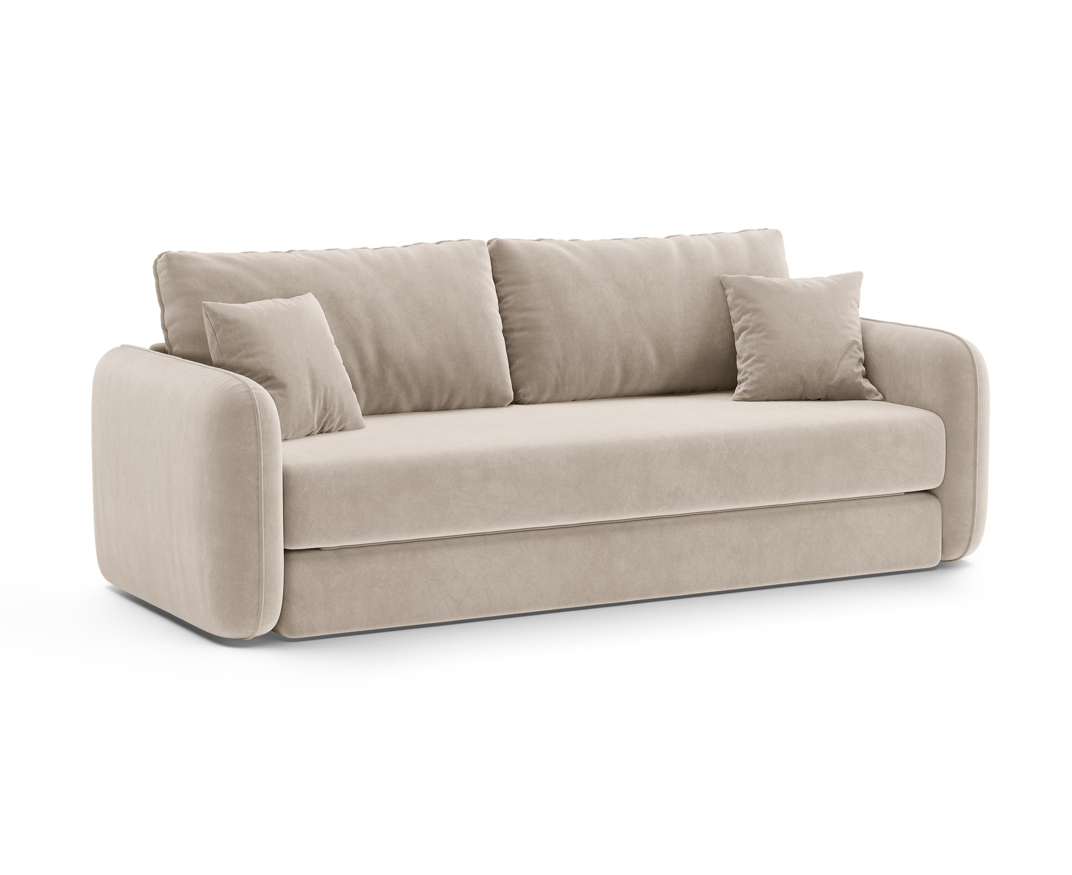 Sofa aus Samt 3-sitzig mit Schlaffunktion DORMI beige