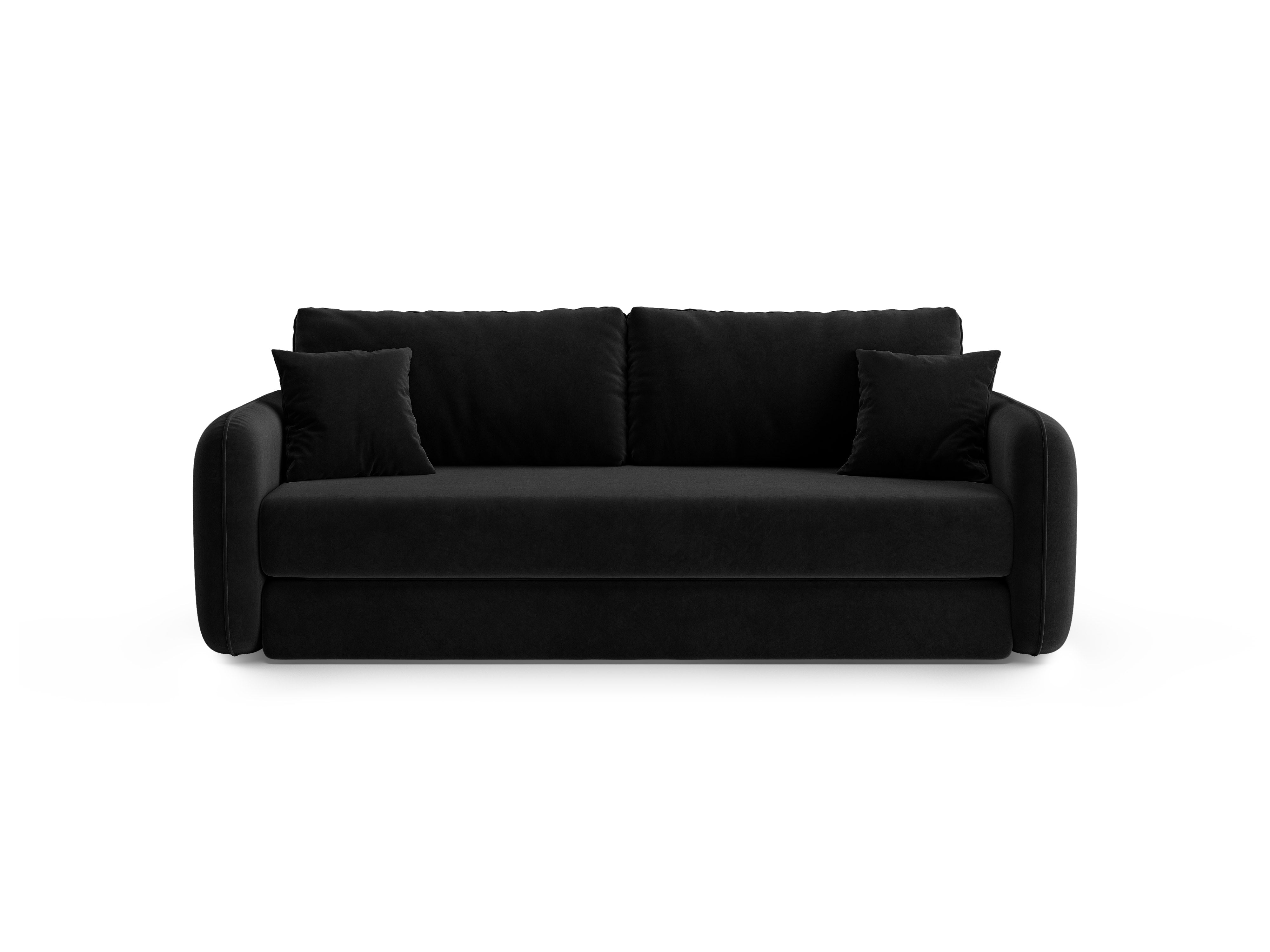 Black 3-Seater Velvet Sofa with Sleeping Function DORMI