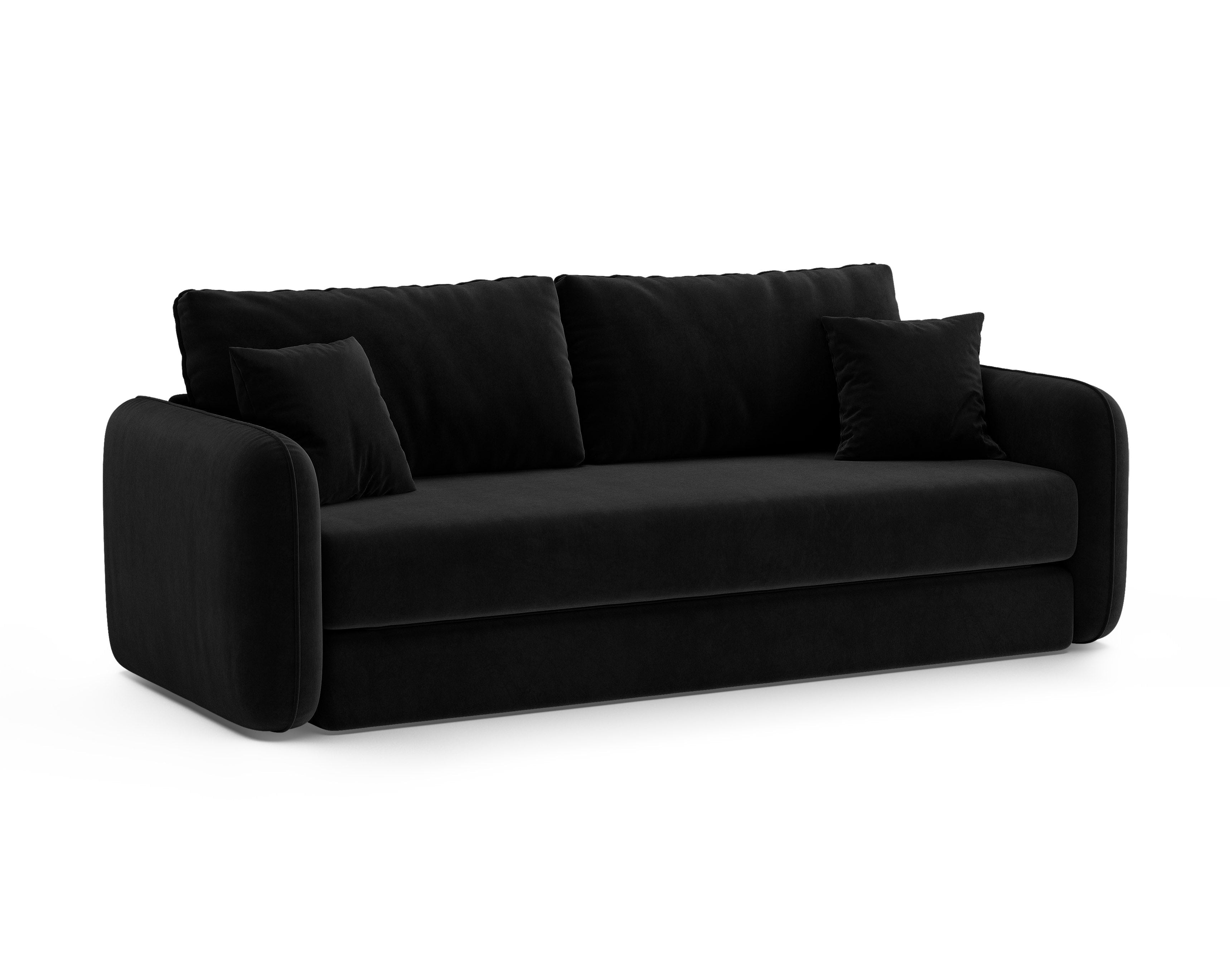 Black 3-Seater Velvet Sofa with Sleeping Function DORMI