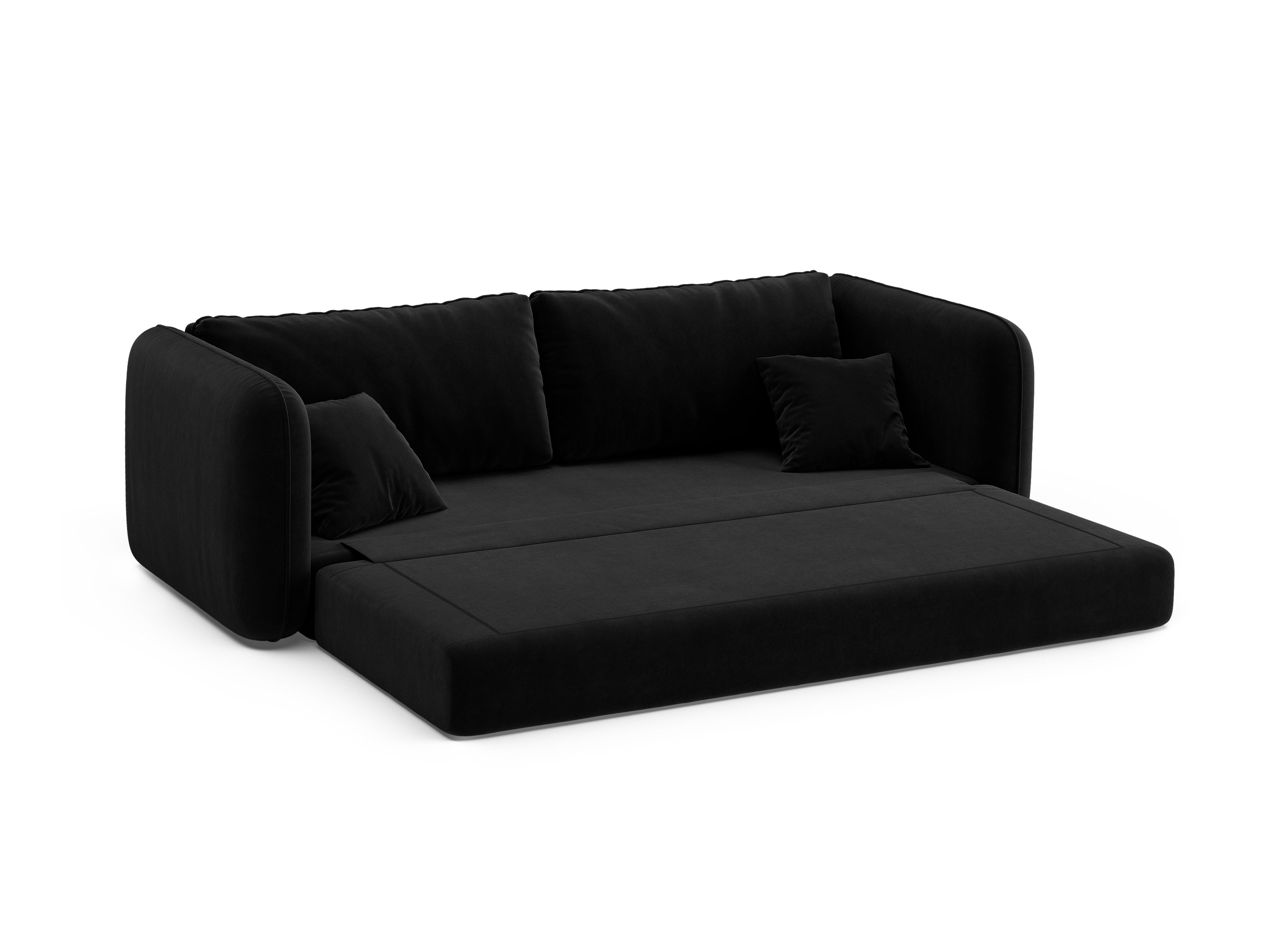 Black 3-Seater Velvet Sofa with Sleeping Function DORMI