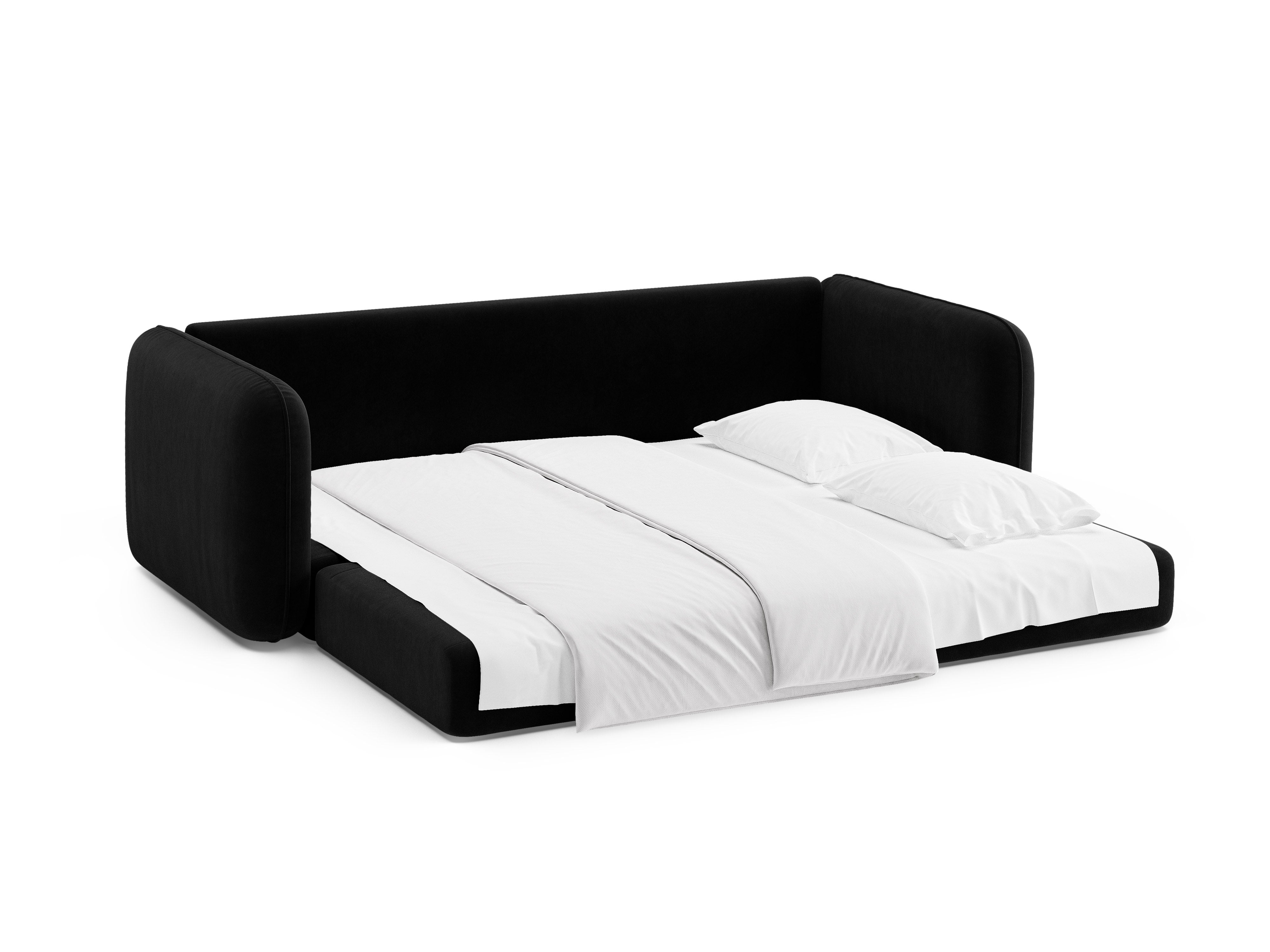 Black 3-Seater Velvet Sofa with Sleeping Function DORMI