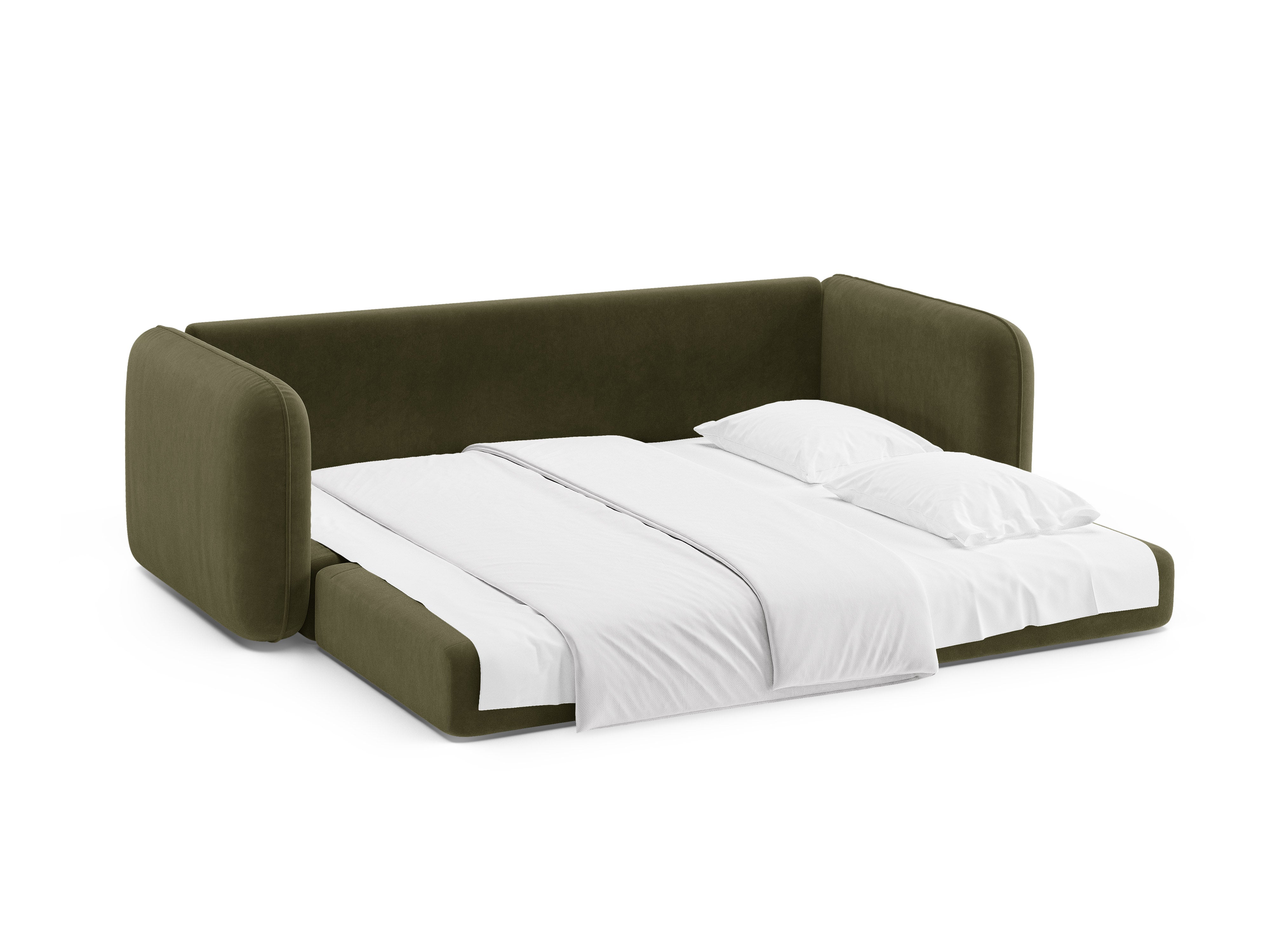 Sofa aus Samt für 3 Personen mit Schlaf-Funktion DORMI grün