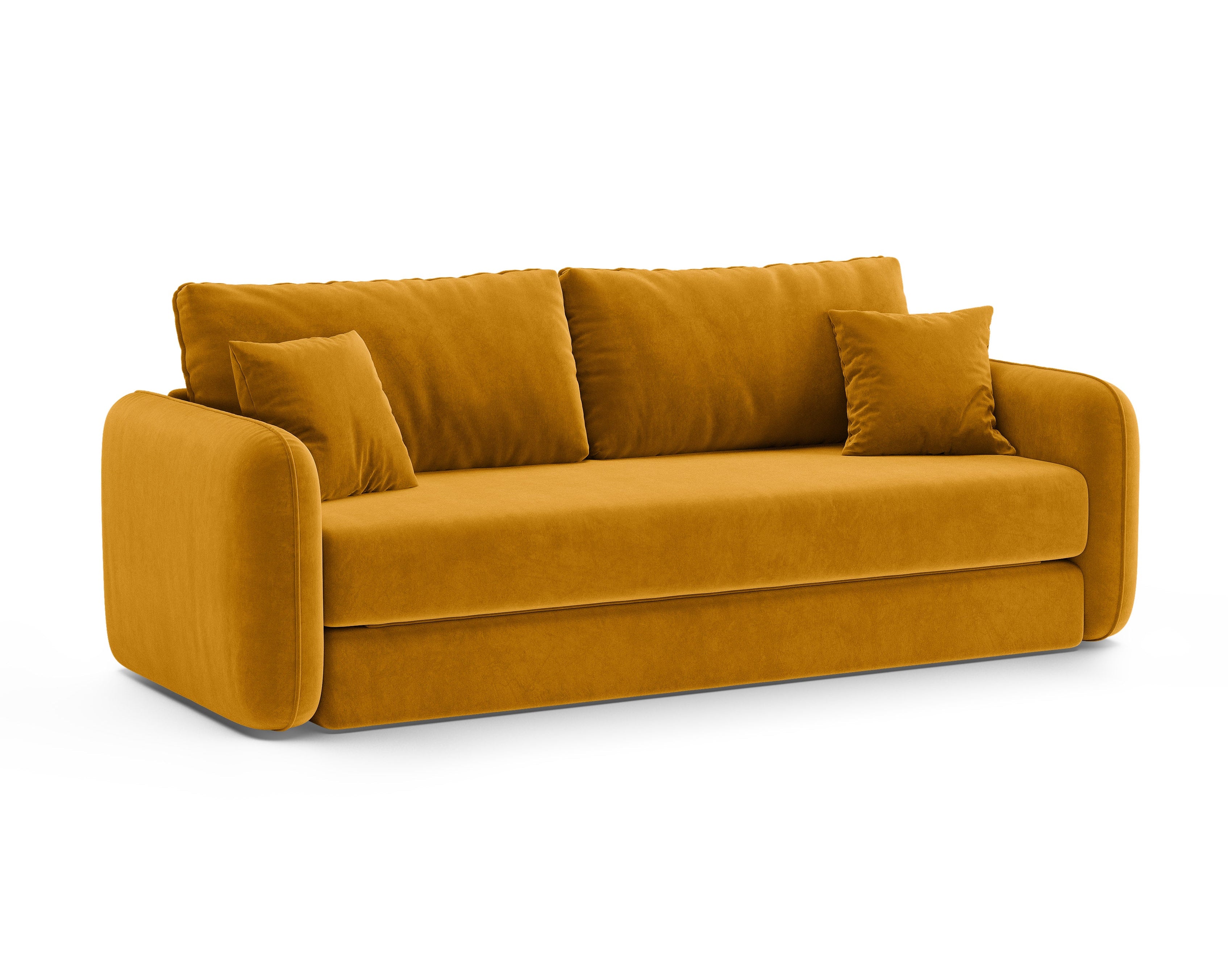 Sofa aus Samt 3-sitzig mit Schlaffunktion DORMI gelb