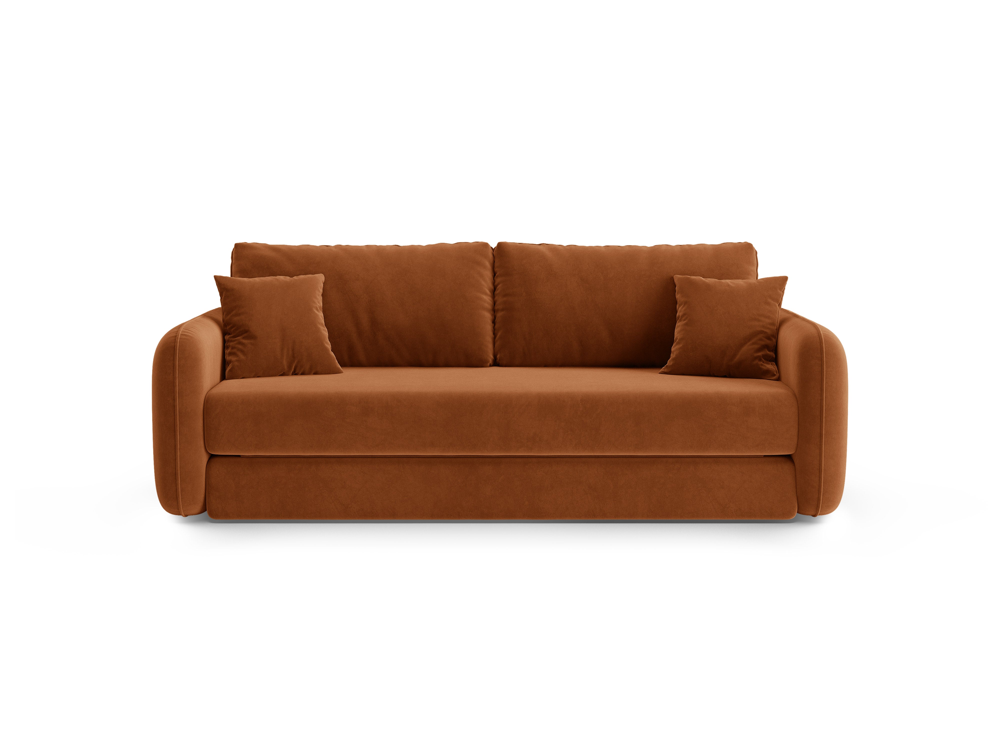 Sofa aus Samt für 3 Personen mit Schlaf-Funktion DORMI terrakotta