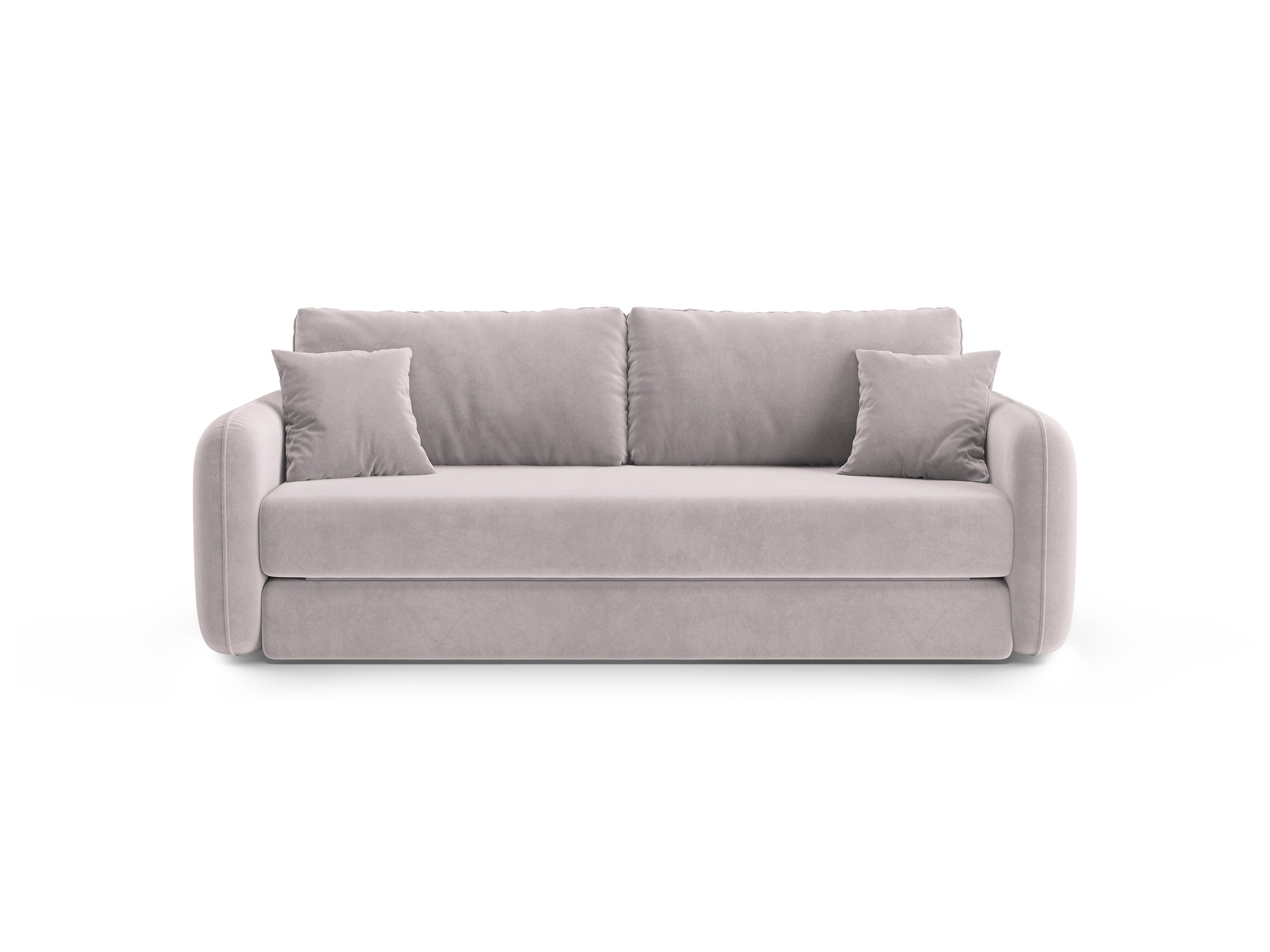 Sofa aus Samt für 3 Personen mit Schlaf-Funktion DORMI hellgrau