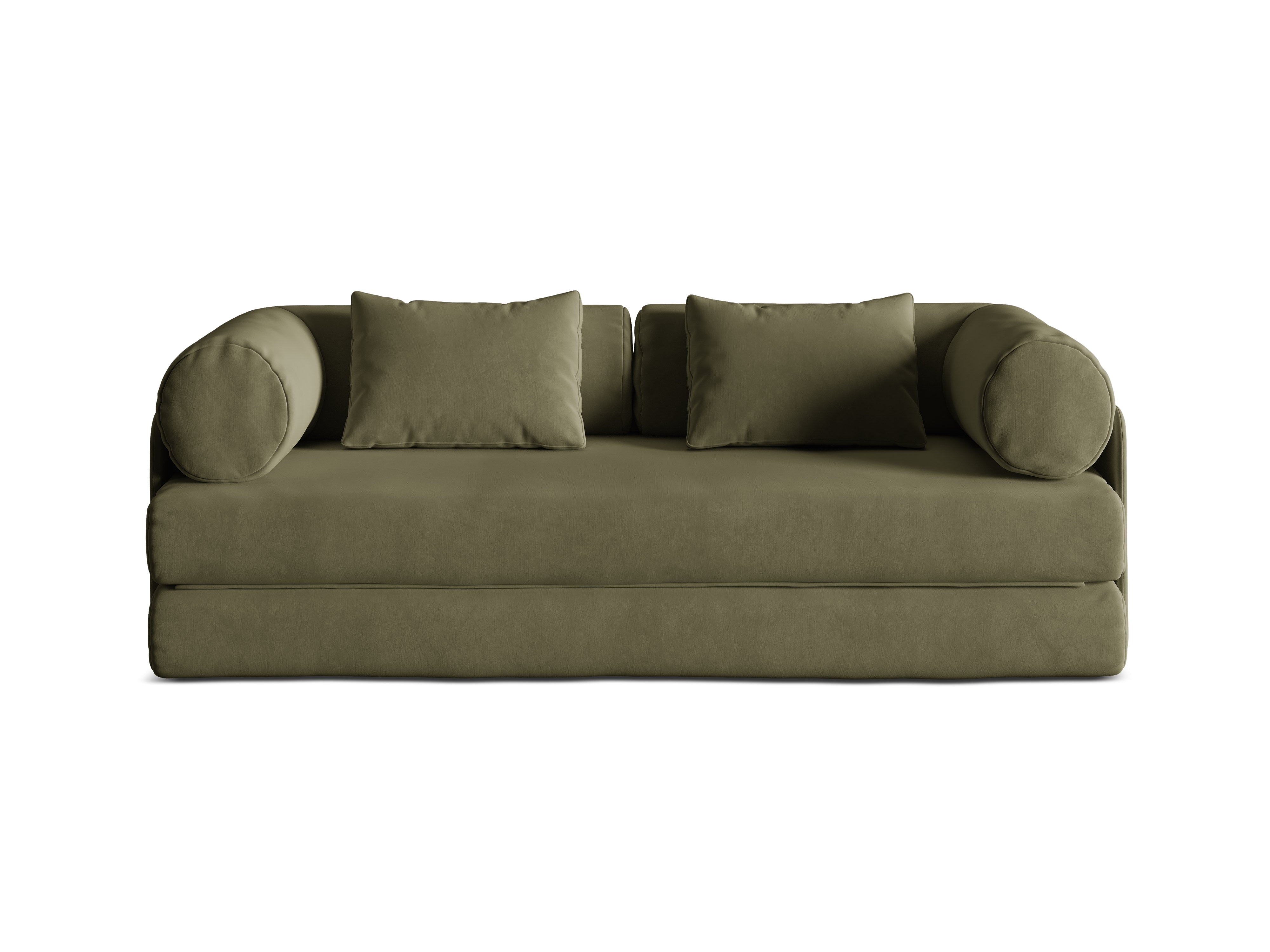 Dreamy Green Velvet 3-Seater Sofa with Sleeping Function