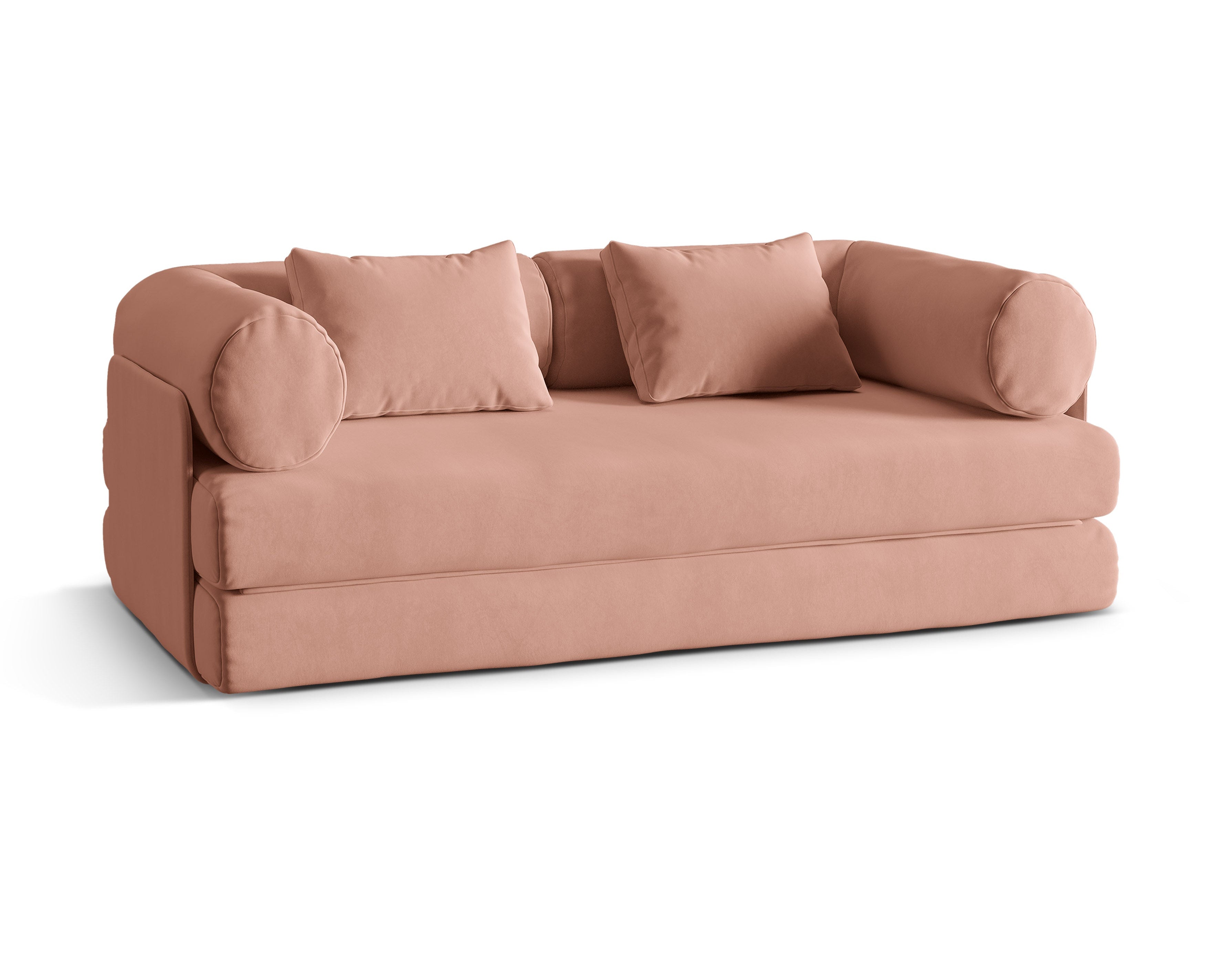 DREAMY 3-Sitzer Sofa aus Samt mit Schlaf-Funktion in Rosa
