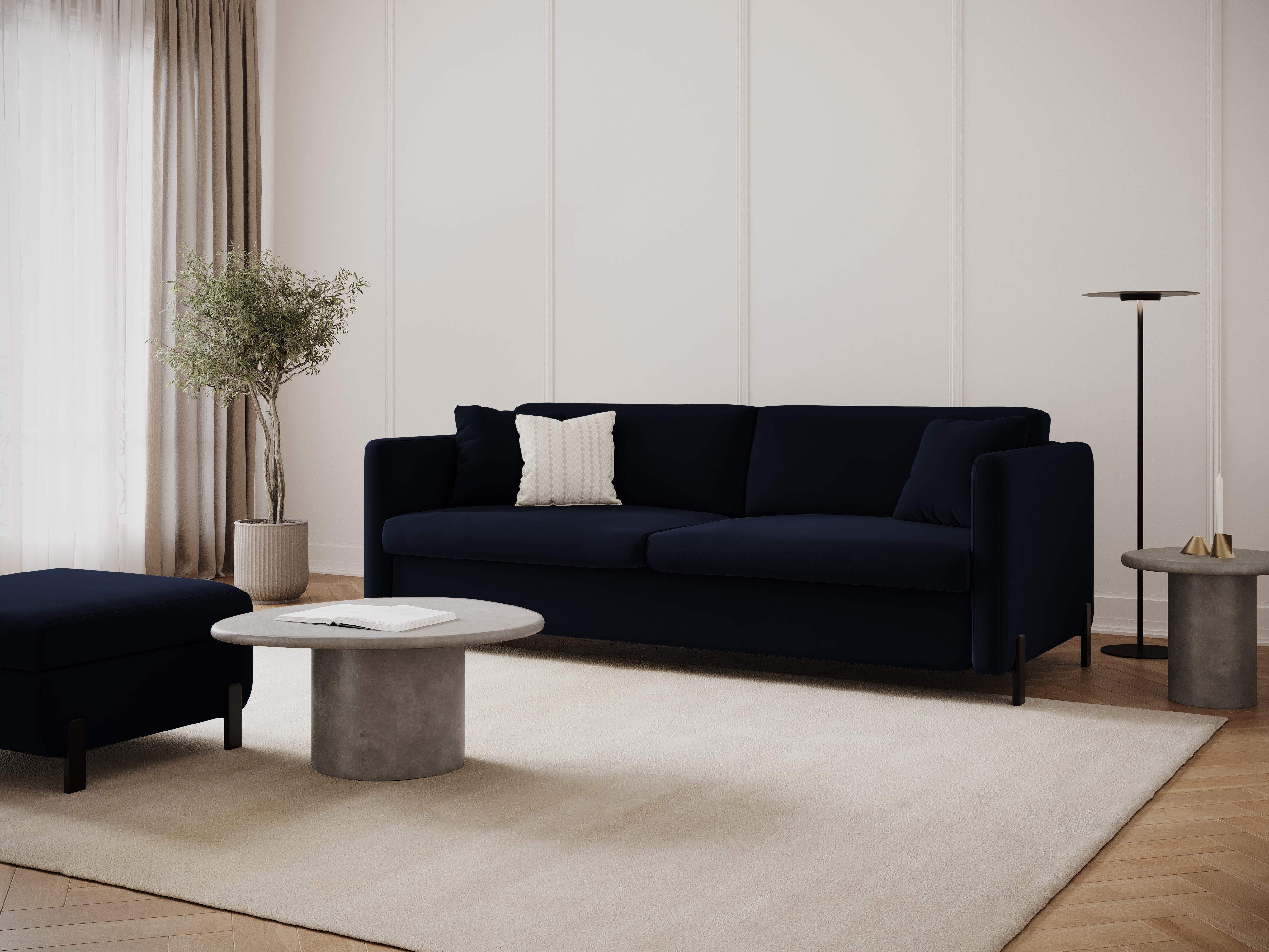 Samtsofa mit Bettfunktion, "Gloria", 3 Sitze, Königsblau, 202x102x80
In Europa gemacht