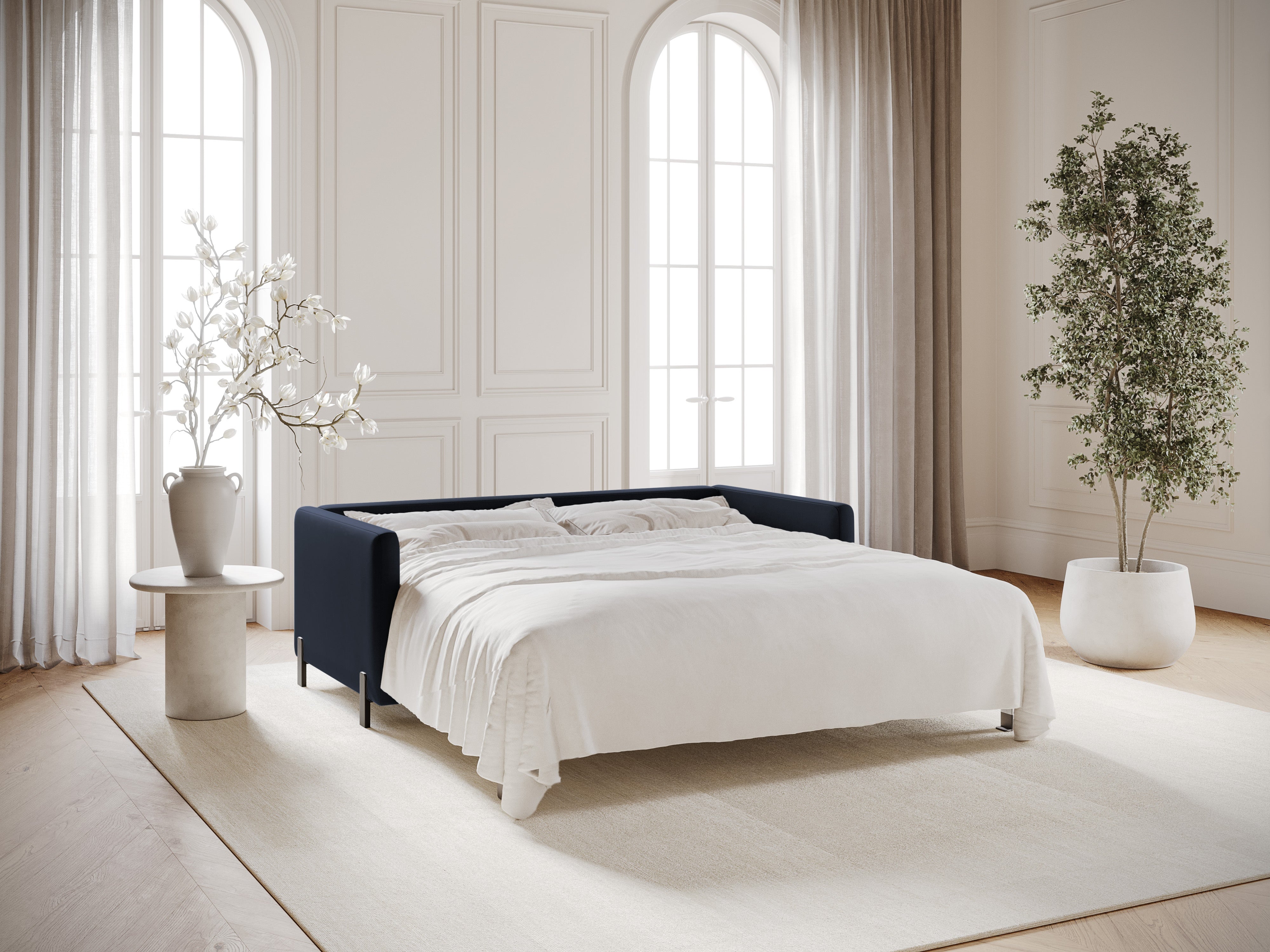 Samtsofa mit Bettfunktion, "Gloria", 3 Sitze, Königsblau, 202x102x80
In Europa gemacht