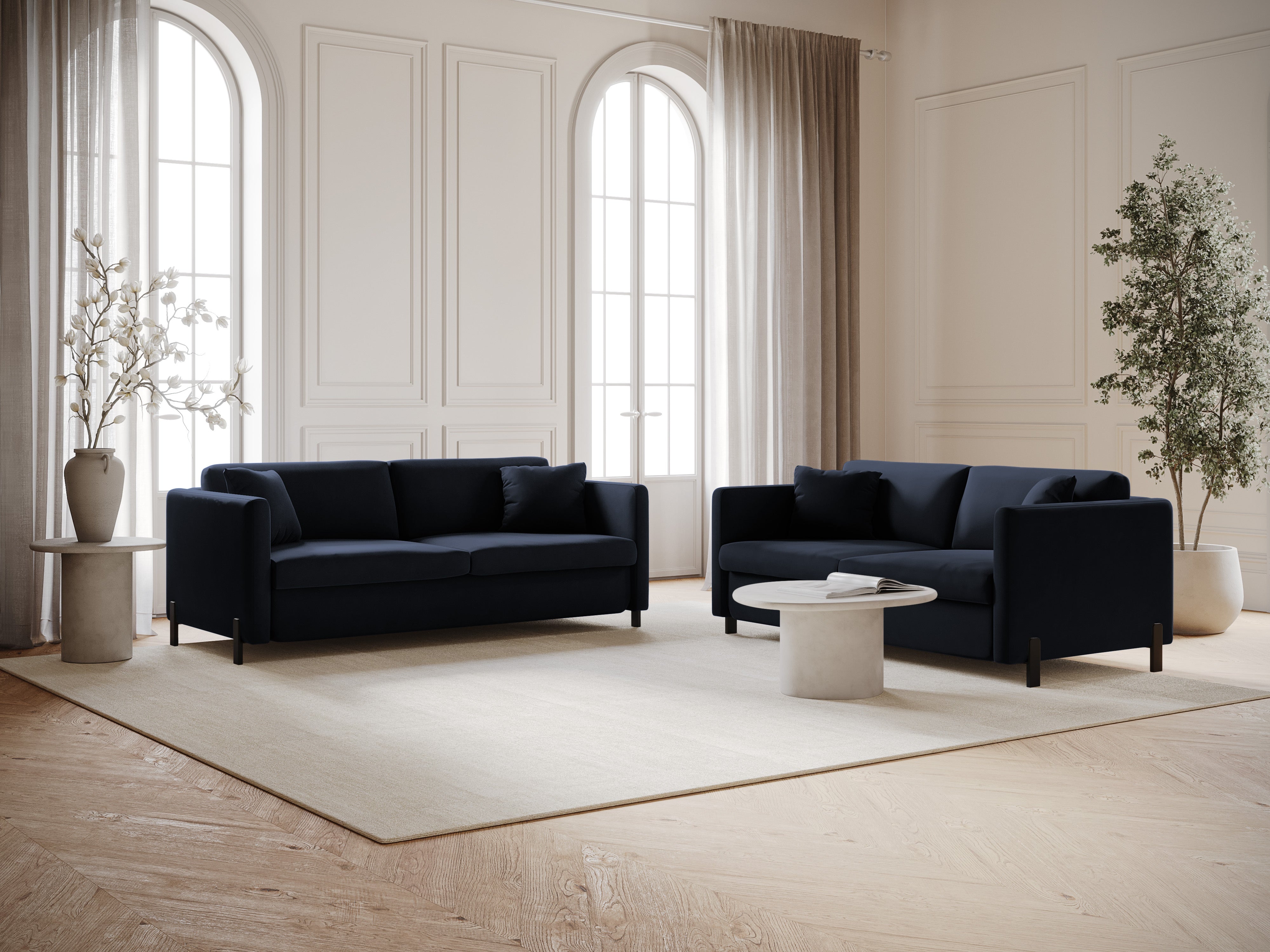 Samtsofa mit Bettfunktion, "Gloria", 3 Sitze, Königsblau, 202x102x80
In Europa gemacht