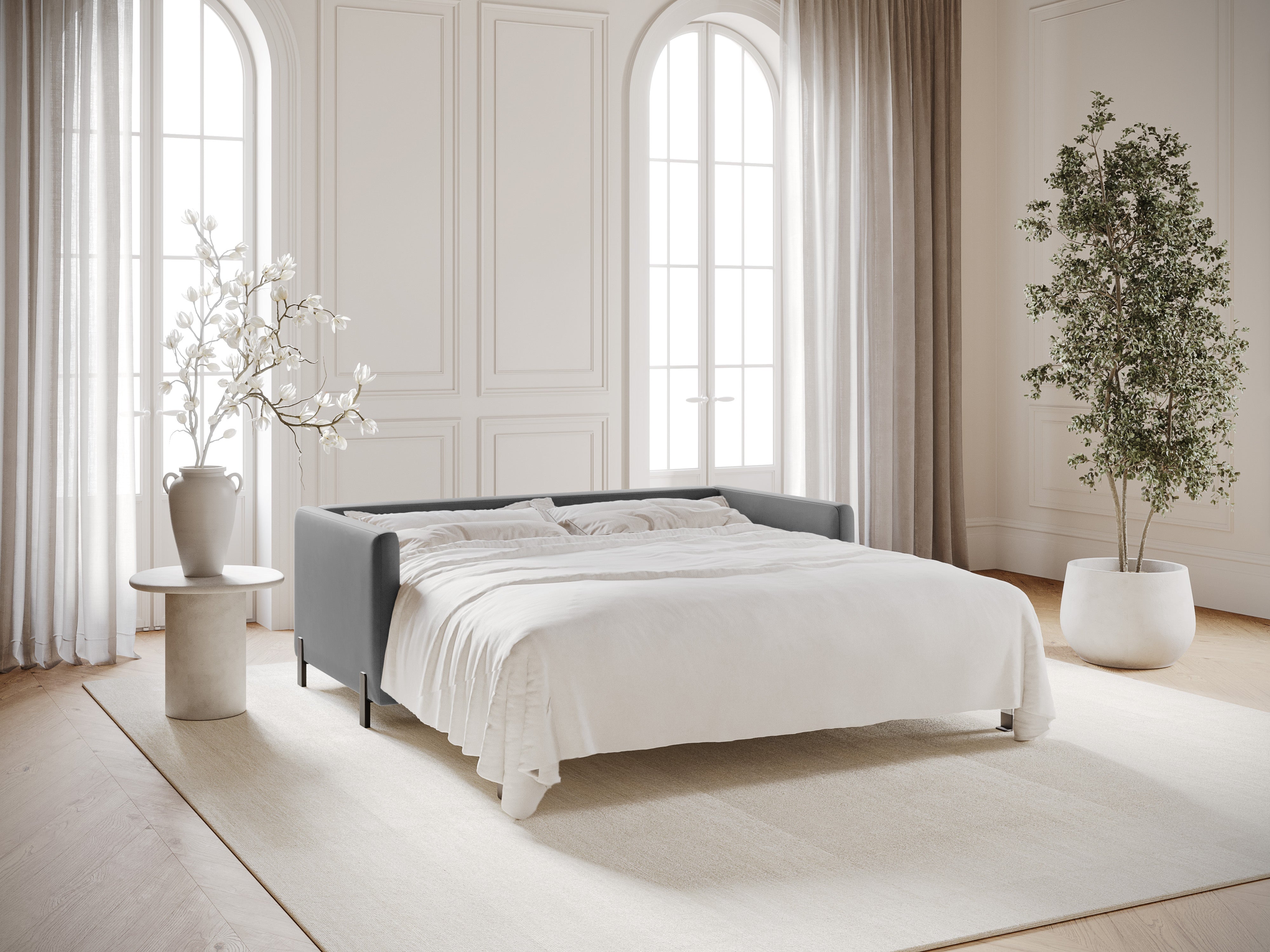 Samtsofa mit Bettfunktion, "Gloria", 3 Sitze, Grau, 202x102x80
In Europa gemacht