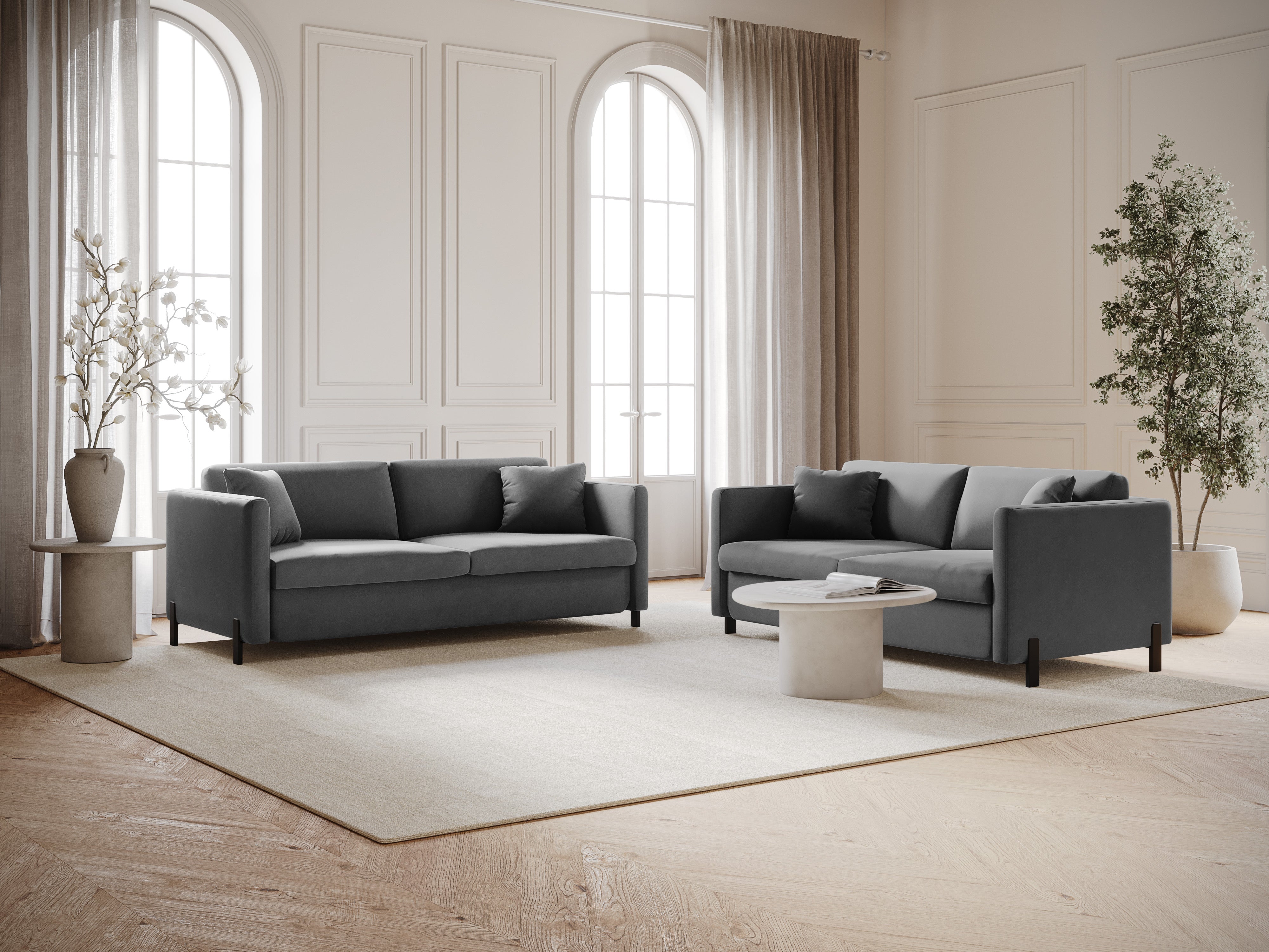 Samtsofa mit Bettfunktion, "Gloria", 3 Sitze, Grau, 202x102x80
In Europa gemacht
