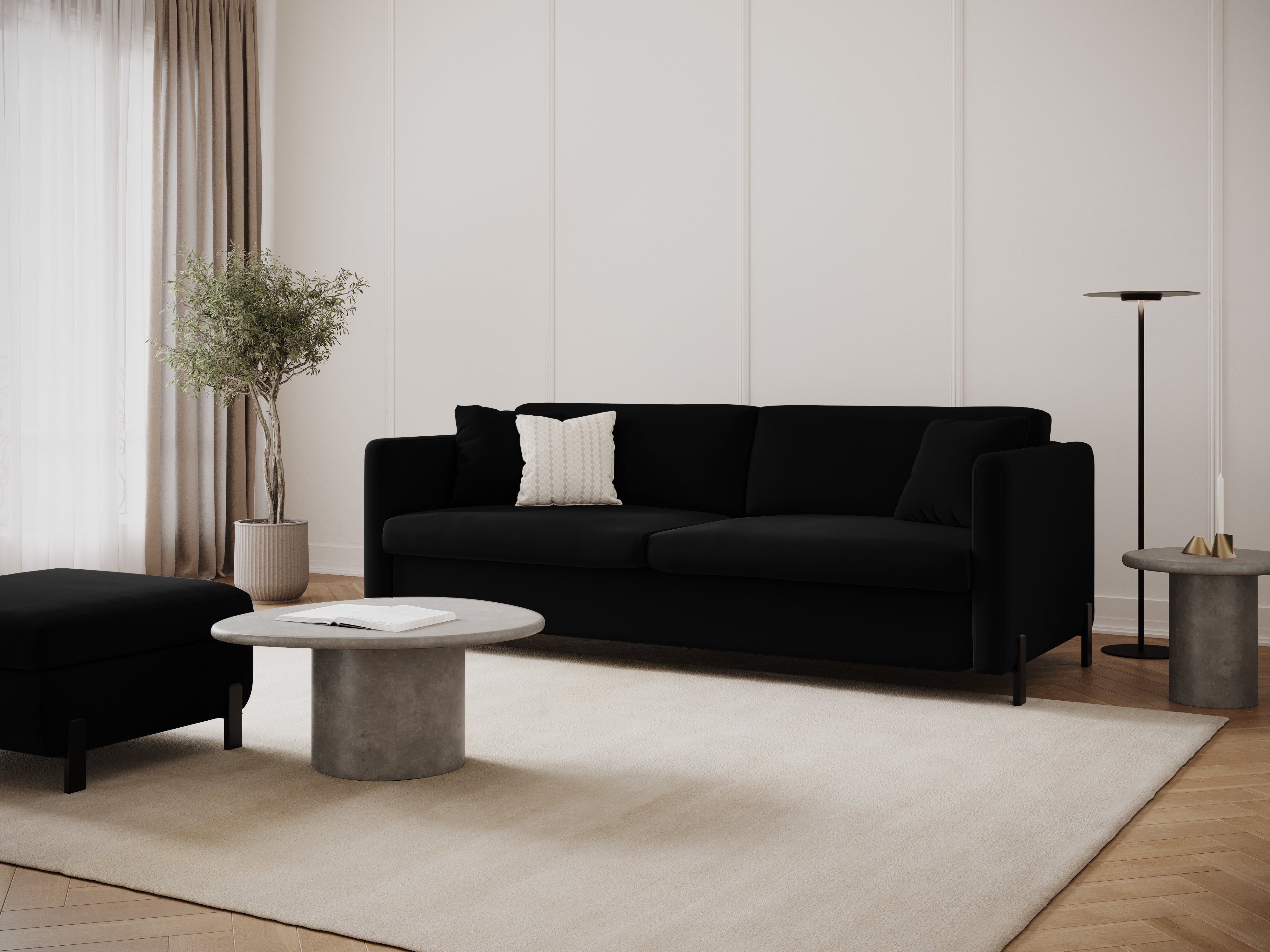 Samtsofa mit Bettfunktion, "Gloria", 3 Sitze, schwarz, 202x102x80
In Europa gemacht