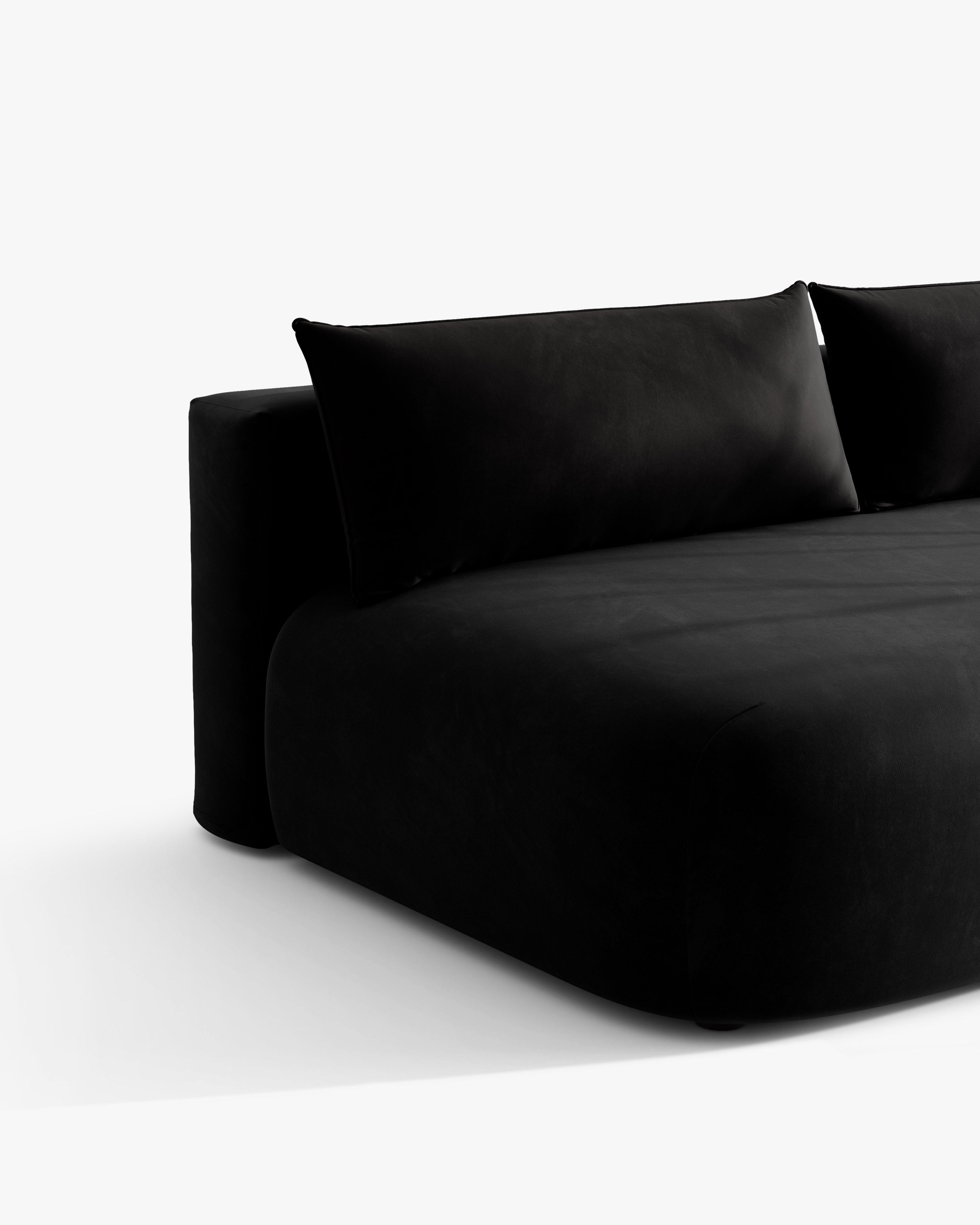 Sofa für 3 Personen aus Samt mit Schlaf-Funktion HENA in Schwarz