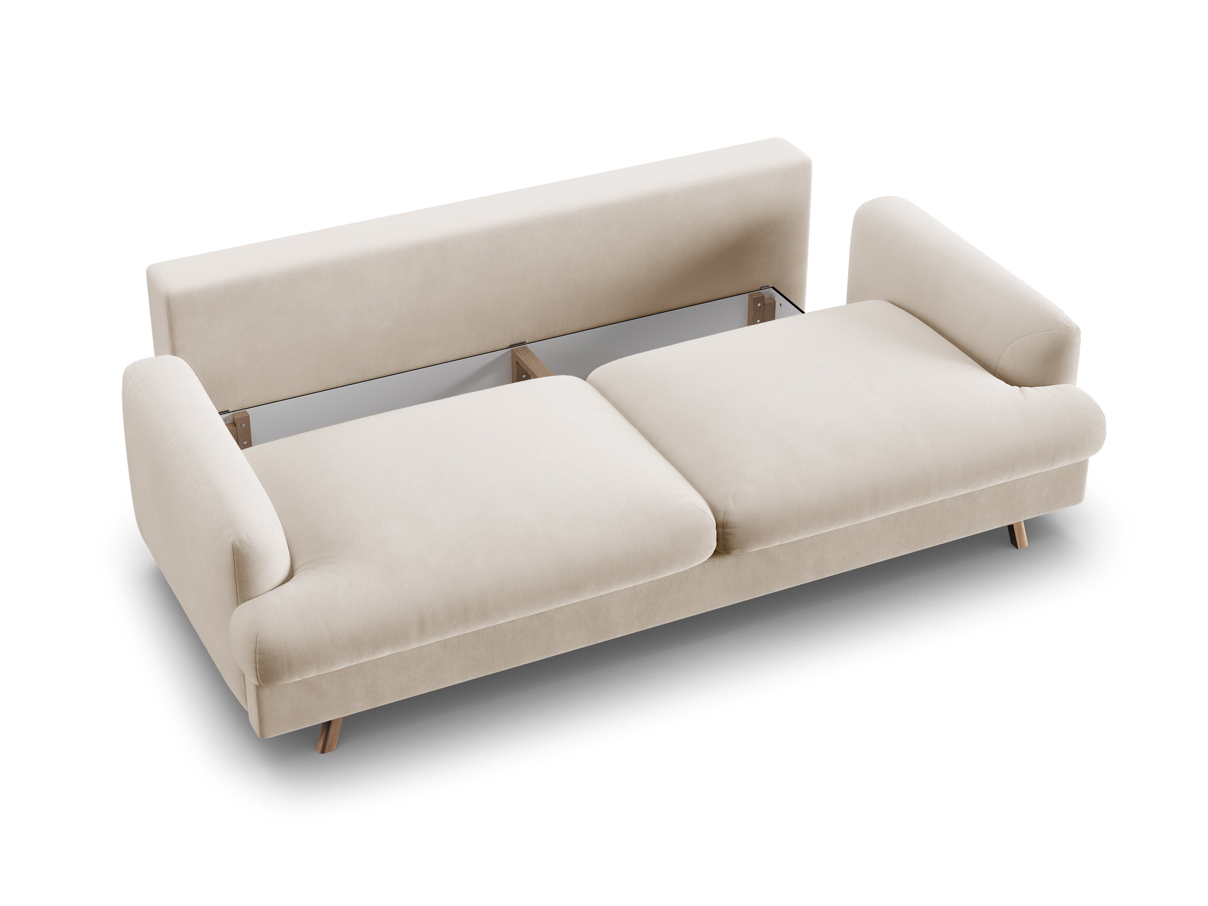 Sofa aus Samt 3-sitzig mit Schlaf-Funktion NAOMI beige
