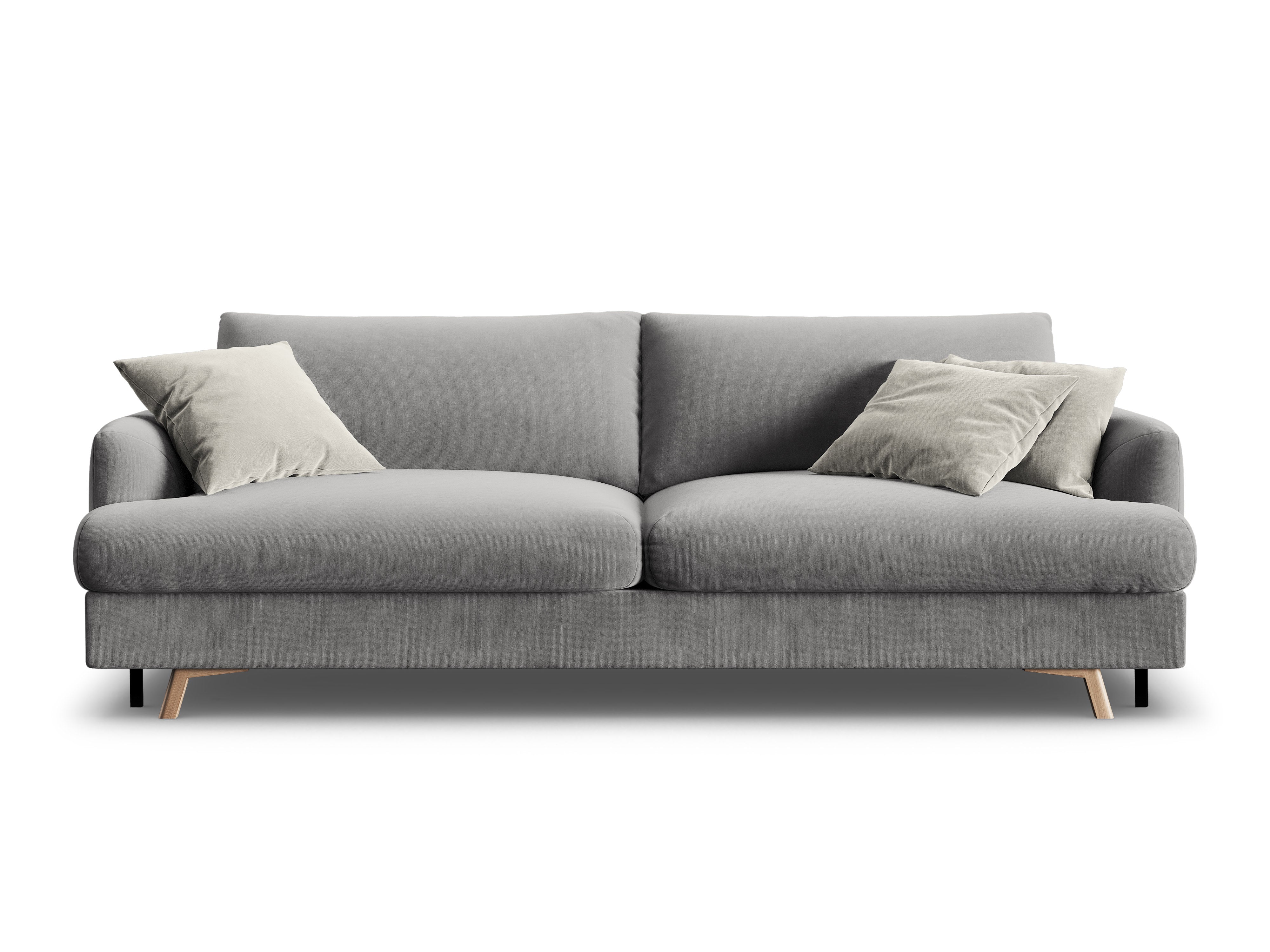 Sofa aus Samt 3-sitzig mit Schlaffunktion NAOMI grau