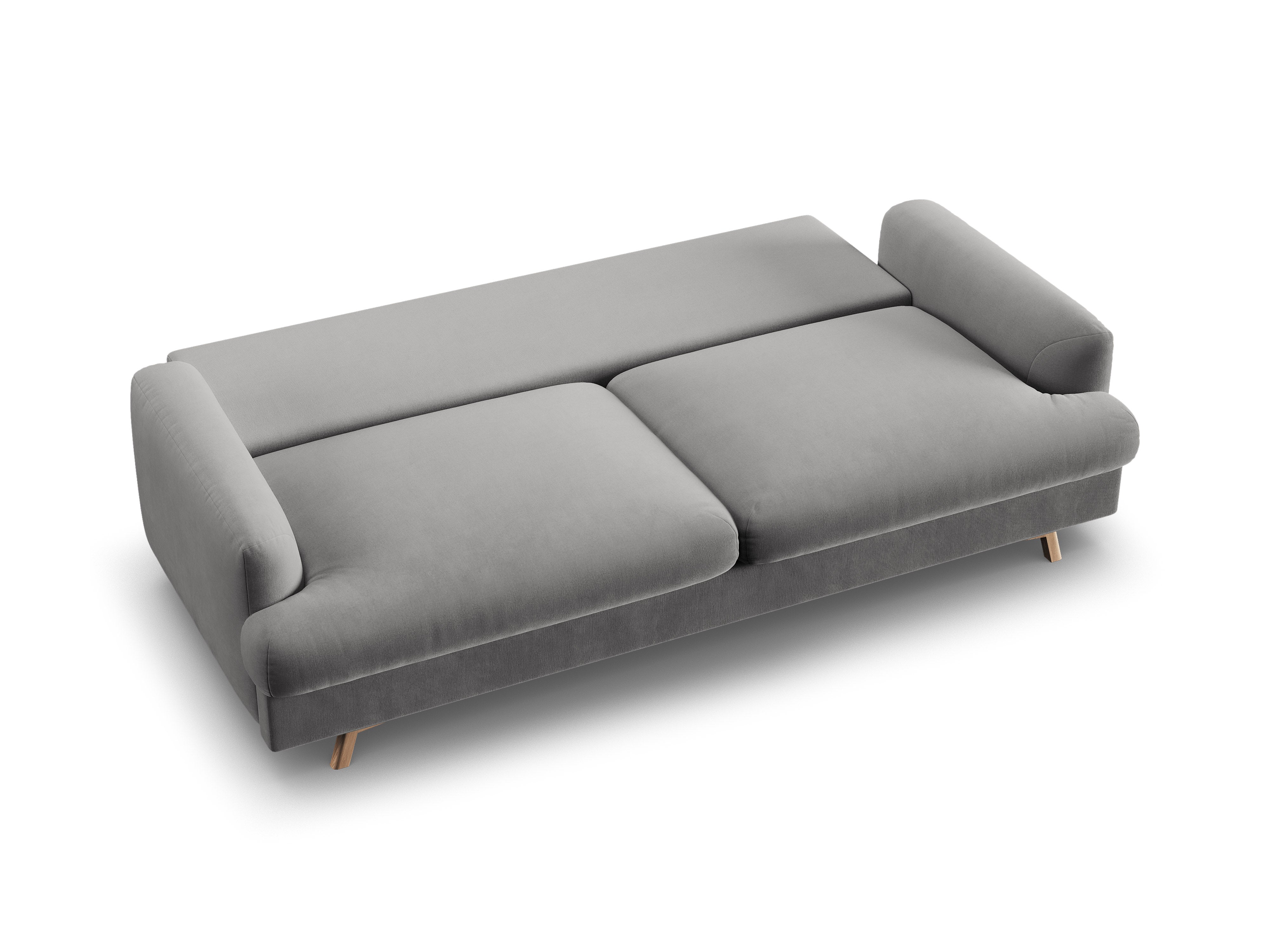Sofa aus Samt 3-sitzig mit Schlaffunktion NAOMI grau