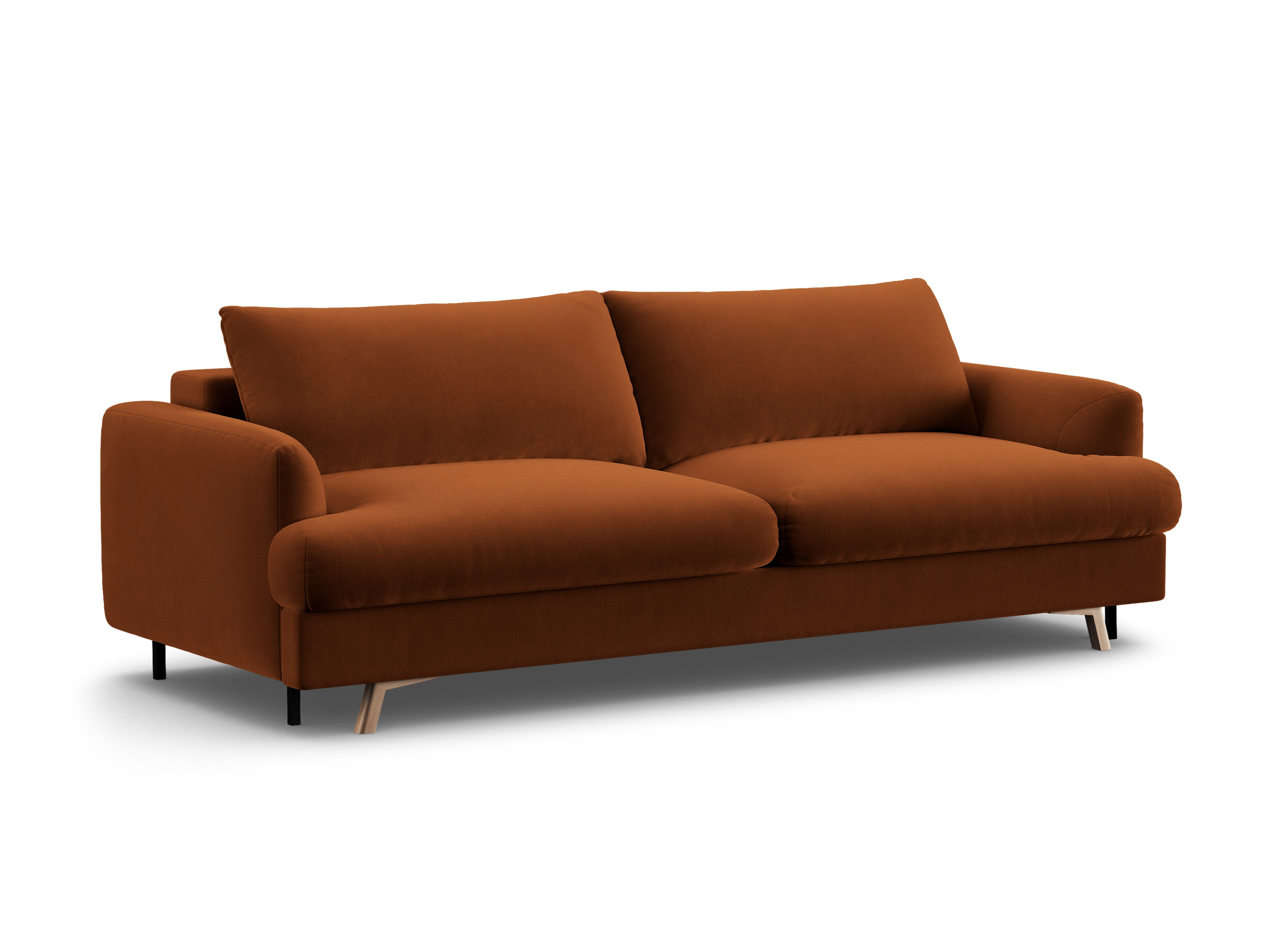 Sofa aus Samt für 3 Personen mit Schlaf-Funktion NAOMI terrakotta